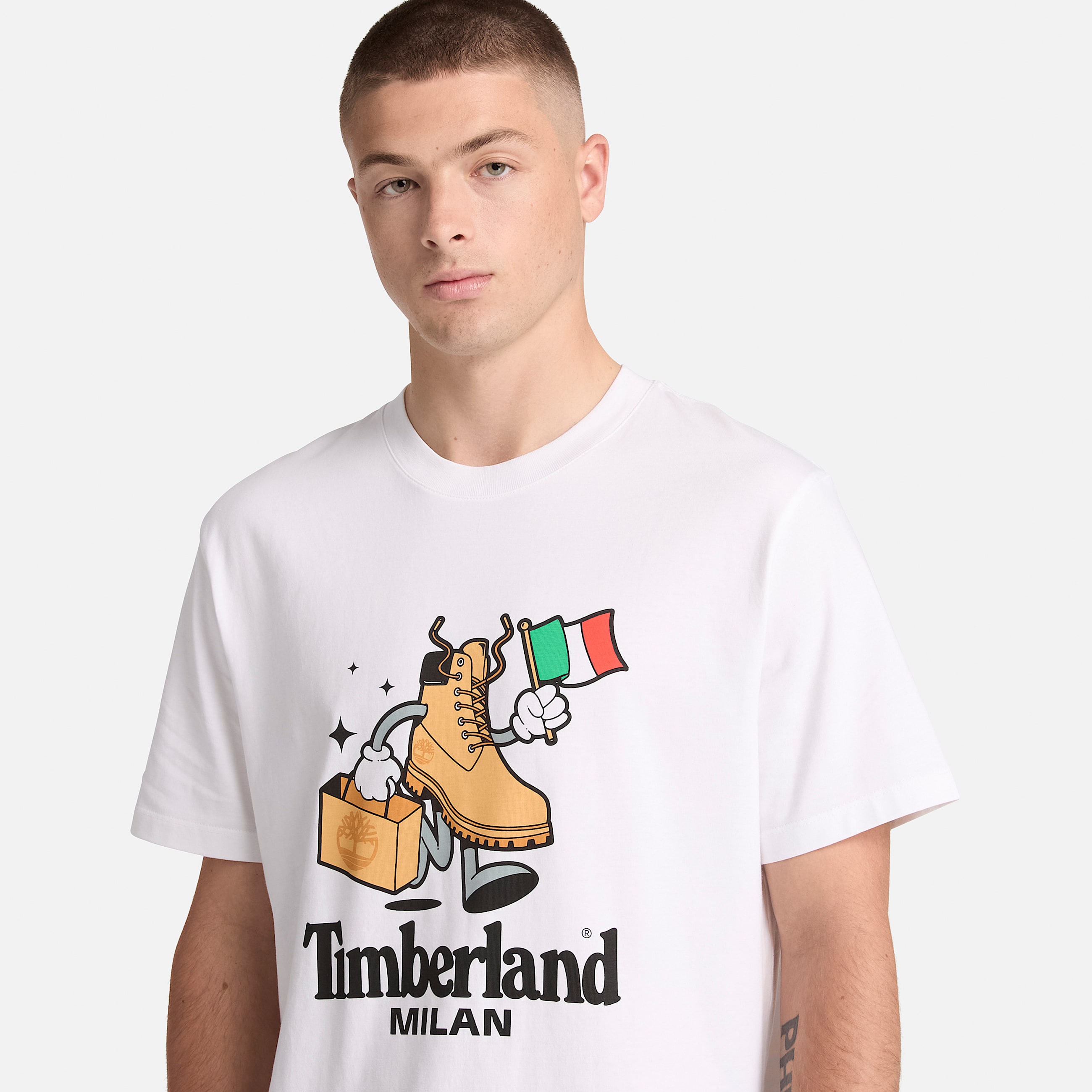 Uniseks Milan Tshirt met korte mouwen in wit TBL wit ALT3