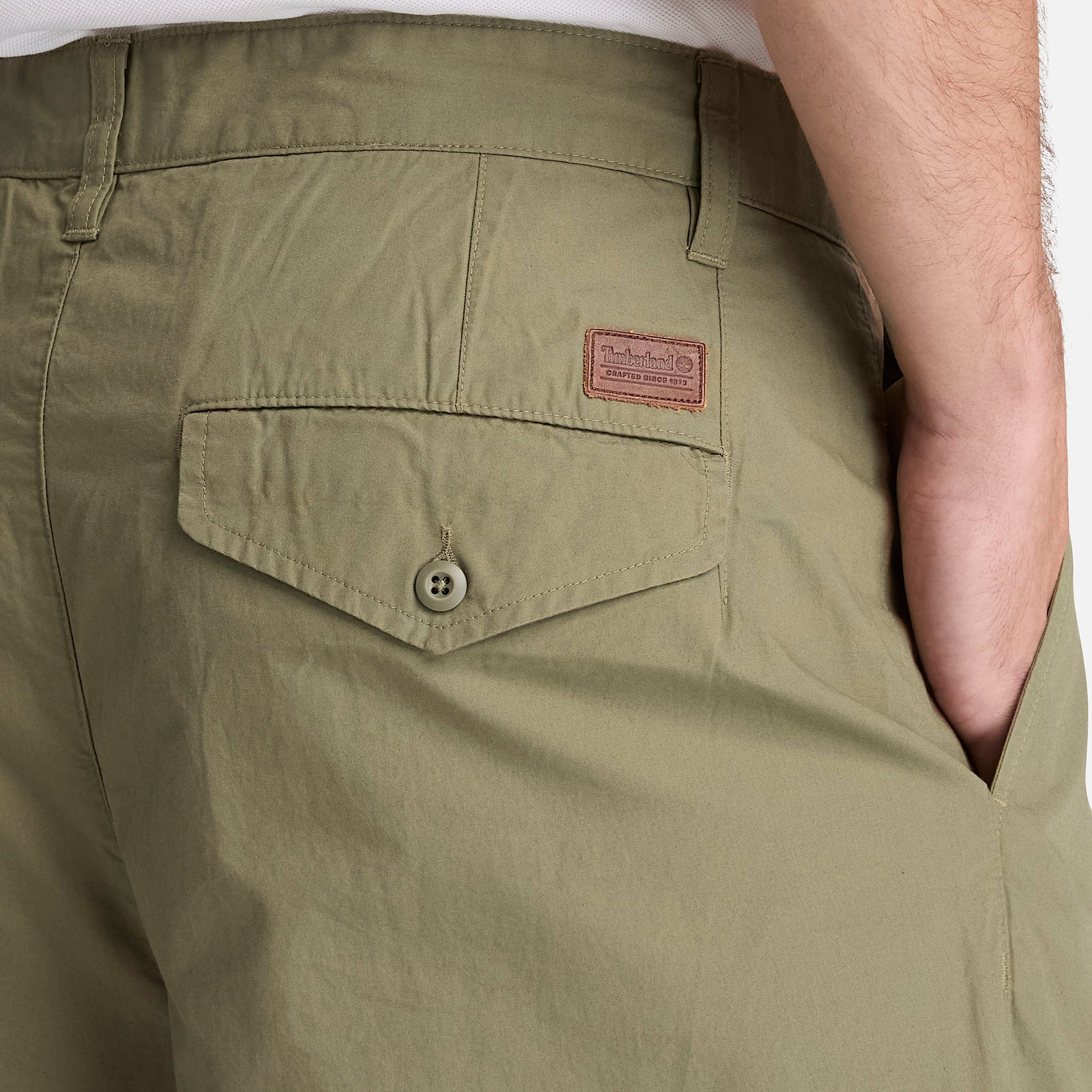 Claremont Geplooide Chinobroek van popeline voor heren in groen TBL groen ALT3