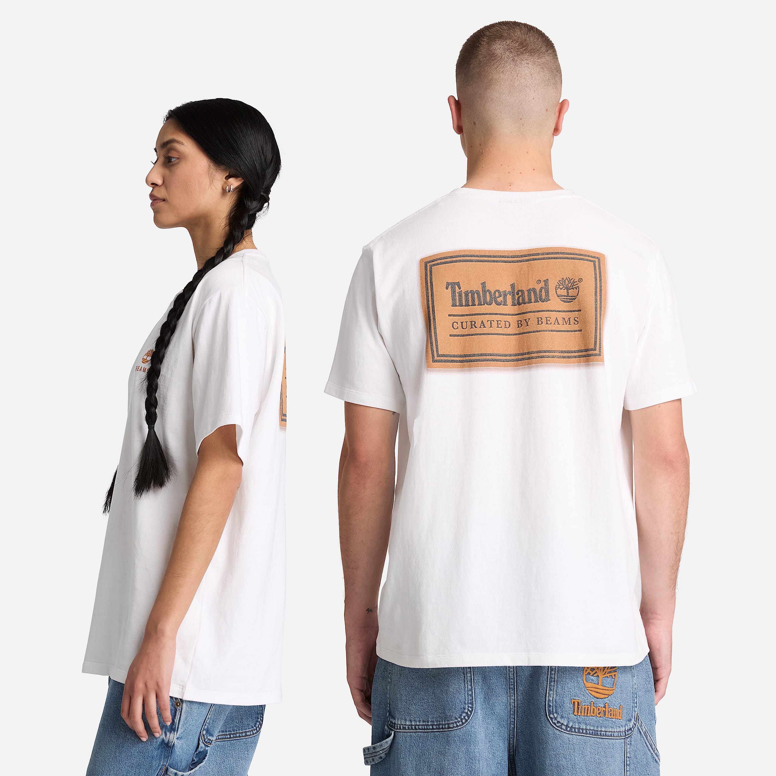 Uniseks Timberland x BEAMS Katoenen Tshirt met print in wit TBL wit ALT2