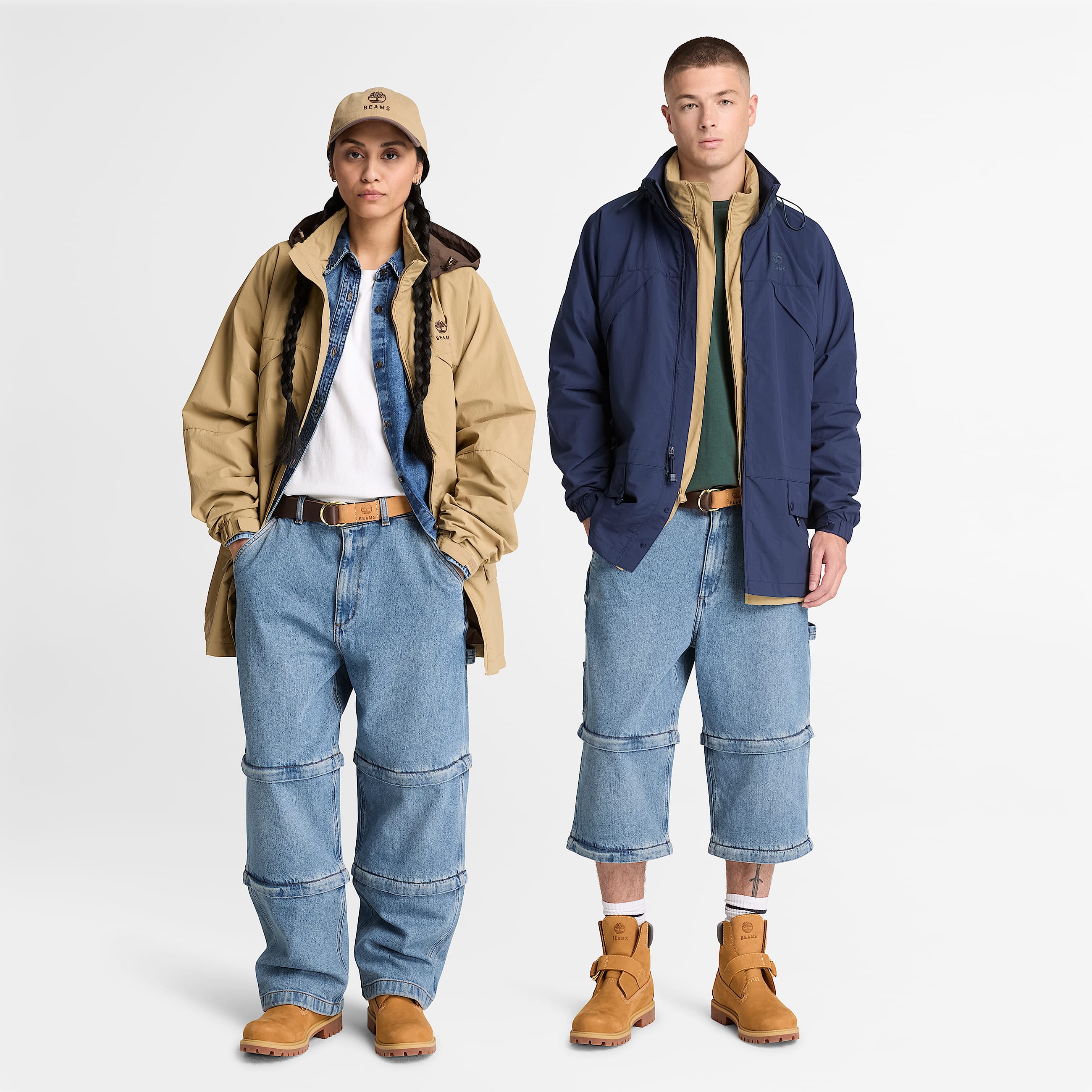 All Gender Timberland x BEAMS Denim Carpenter ZipOff Trouser in Light Blue TBL Blue ALT1