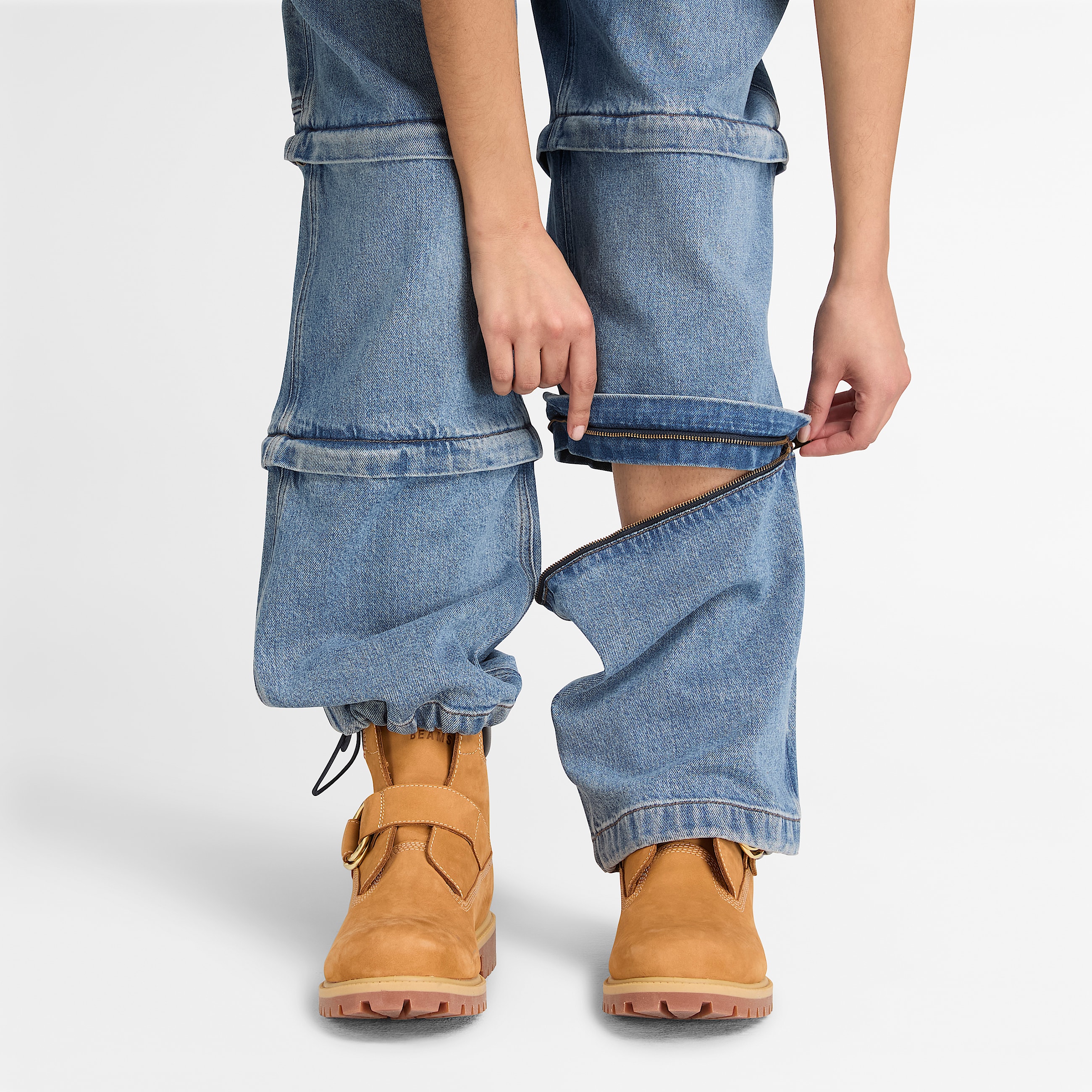 All Gender Timberland x BEAMS Denim Carpenter ZipOff Trouser in Light Blue TBL Blue ALT4
