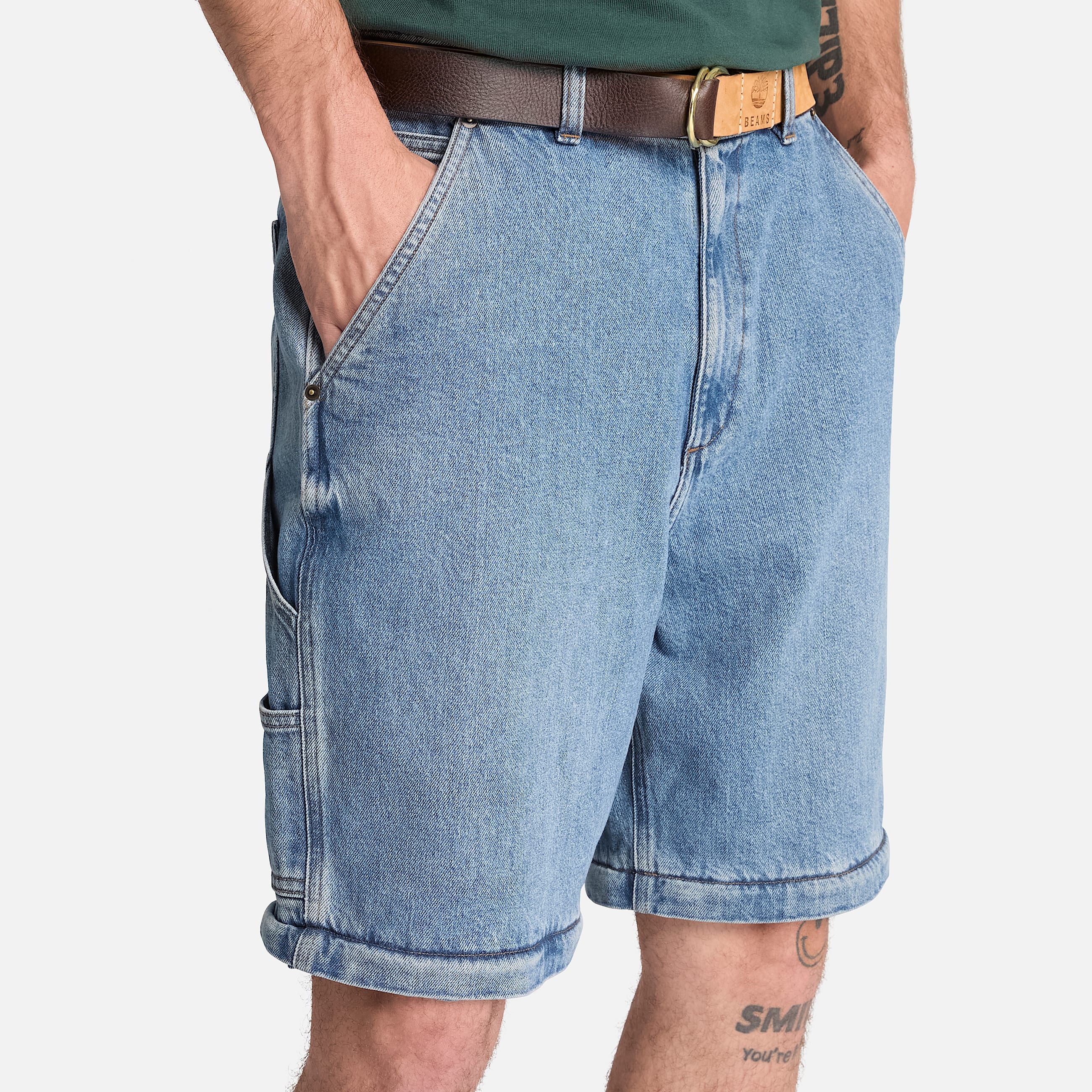 All Gender Timberland x BEAMS Denim Carpenter ZipOff Trouser in Light Blue TBL Blue ALT5