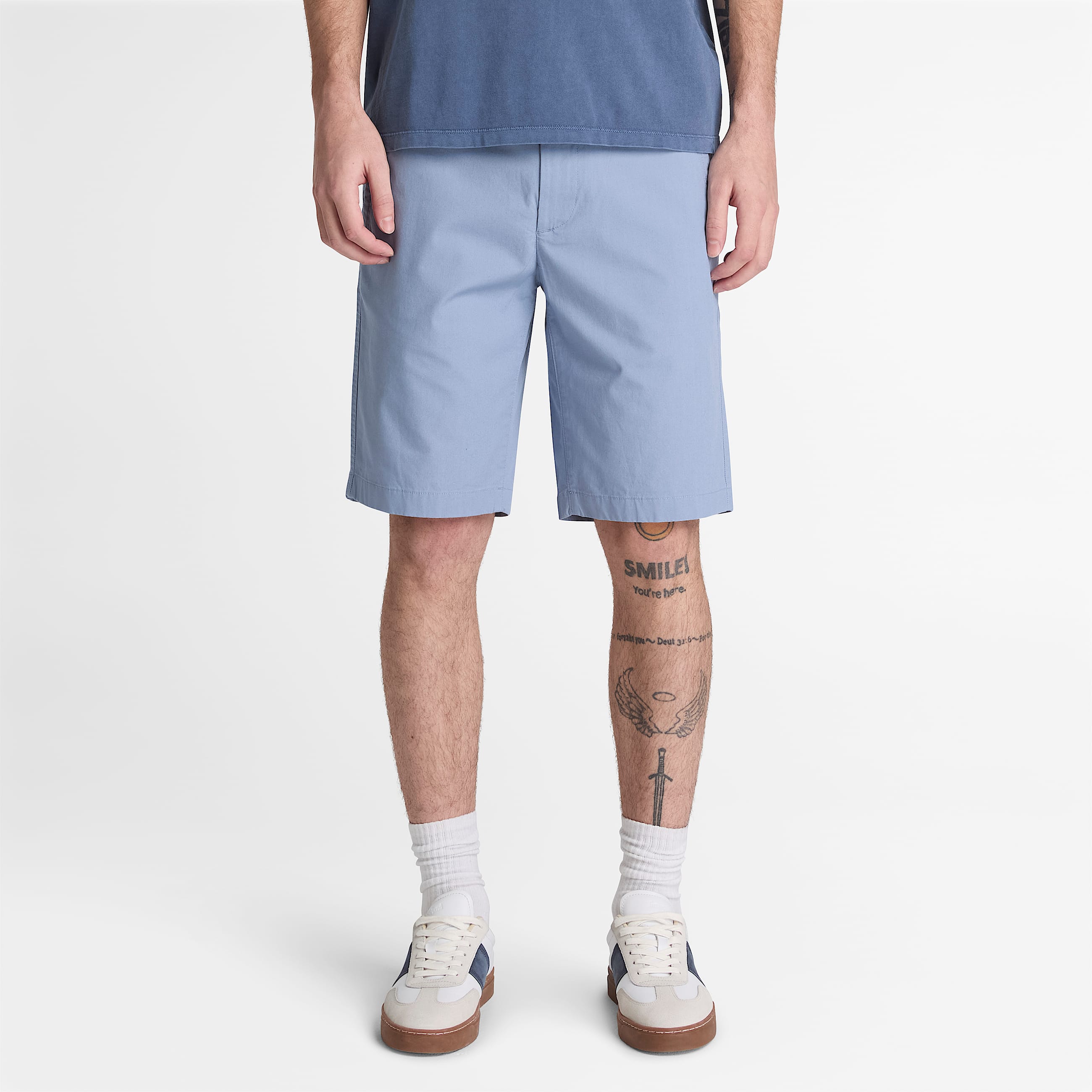 Pantalones cortos chinos elsticos de popelina Topsfield para hombre en azul TBL azul ALT1