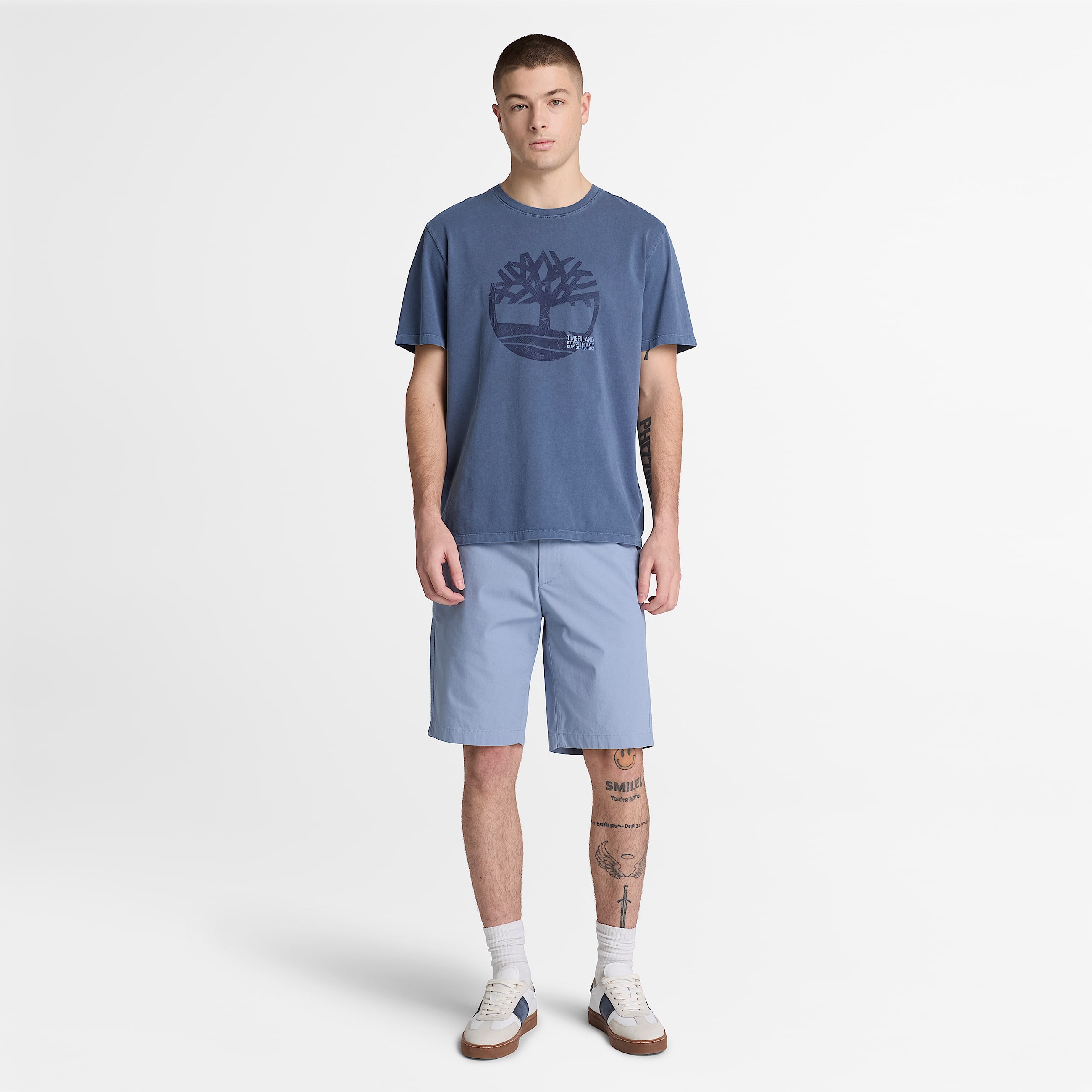 Pantalones cortos chinos elsticos de popelina Topsfield para hombre en azul TBL azul ALT2