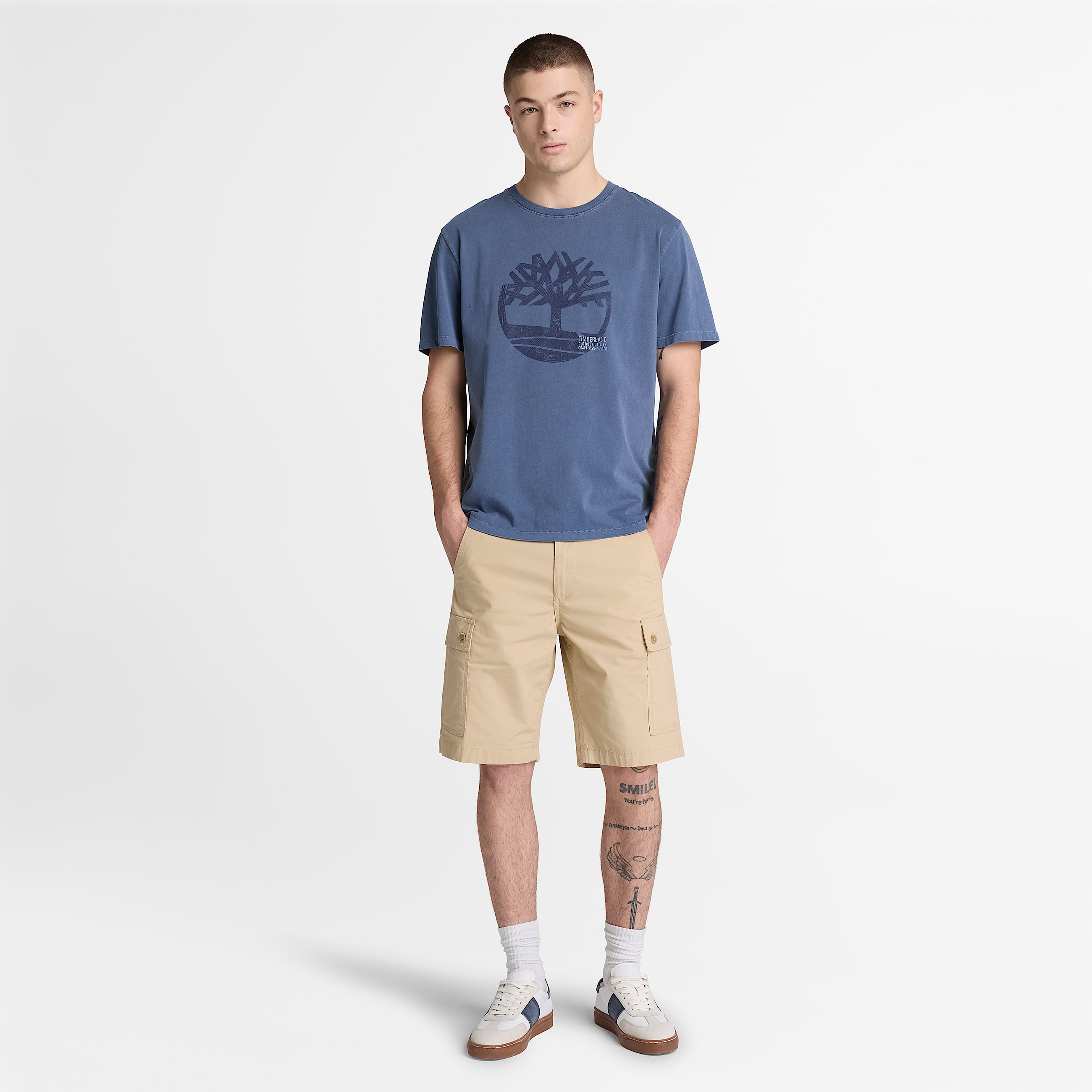 Cargoshort van popeline voor heren in beige TBL beige ALT2