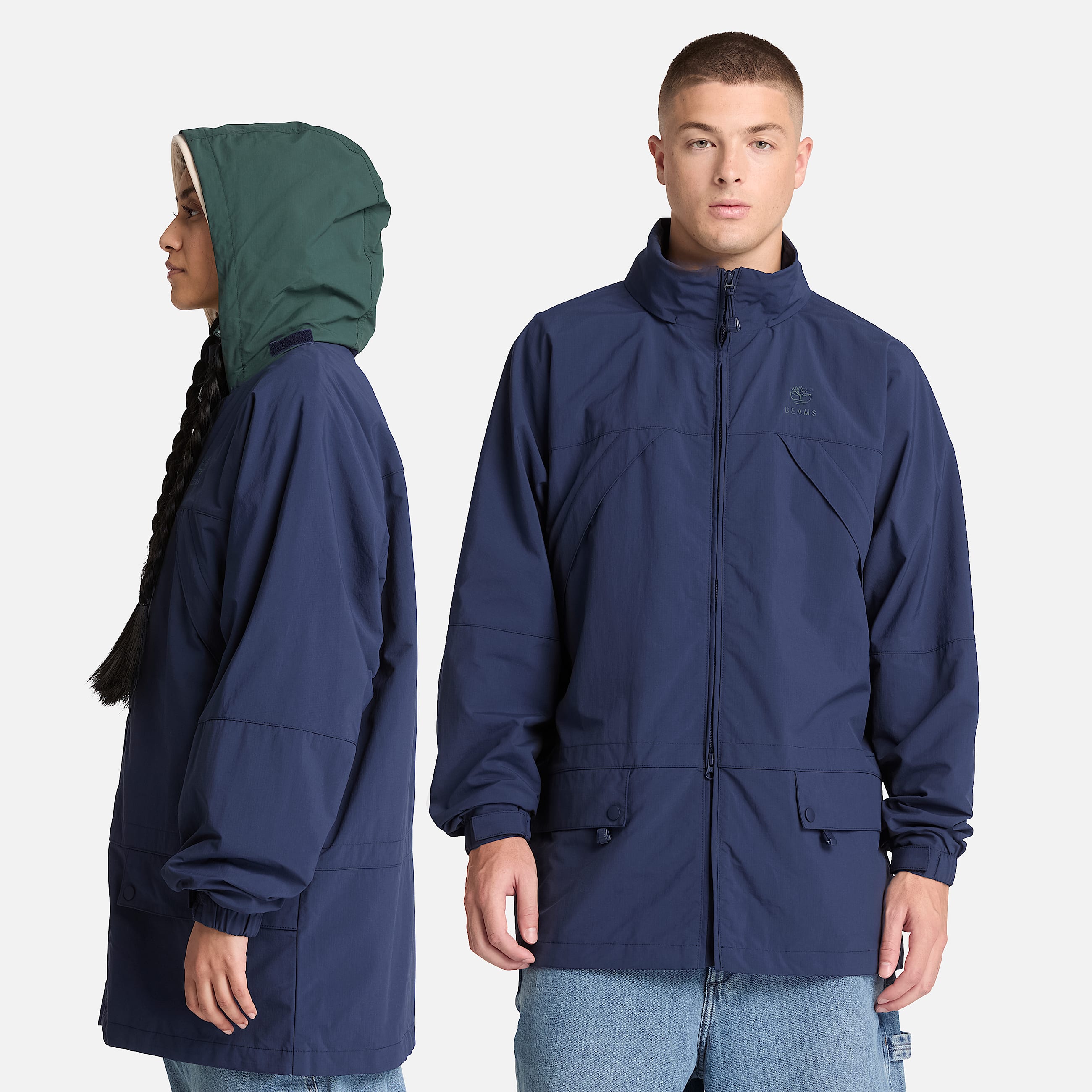 All Gender Timberland x BEAMS Nylon ZipUp Convertible Jacket in Dark Blue TBL Blue ALT2