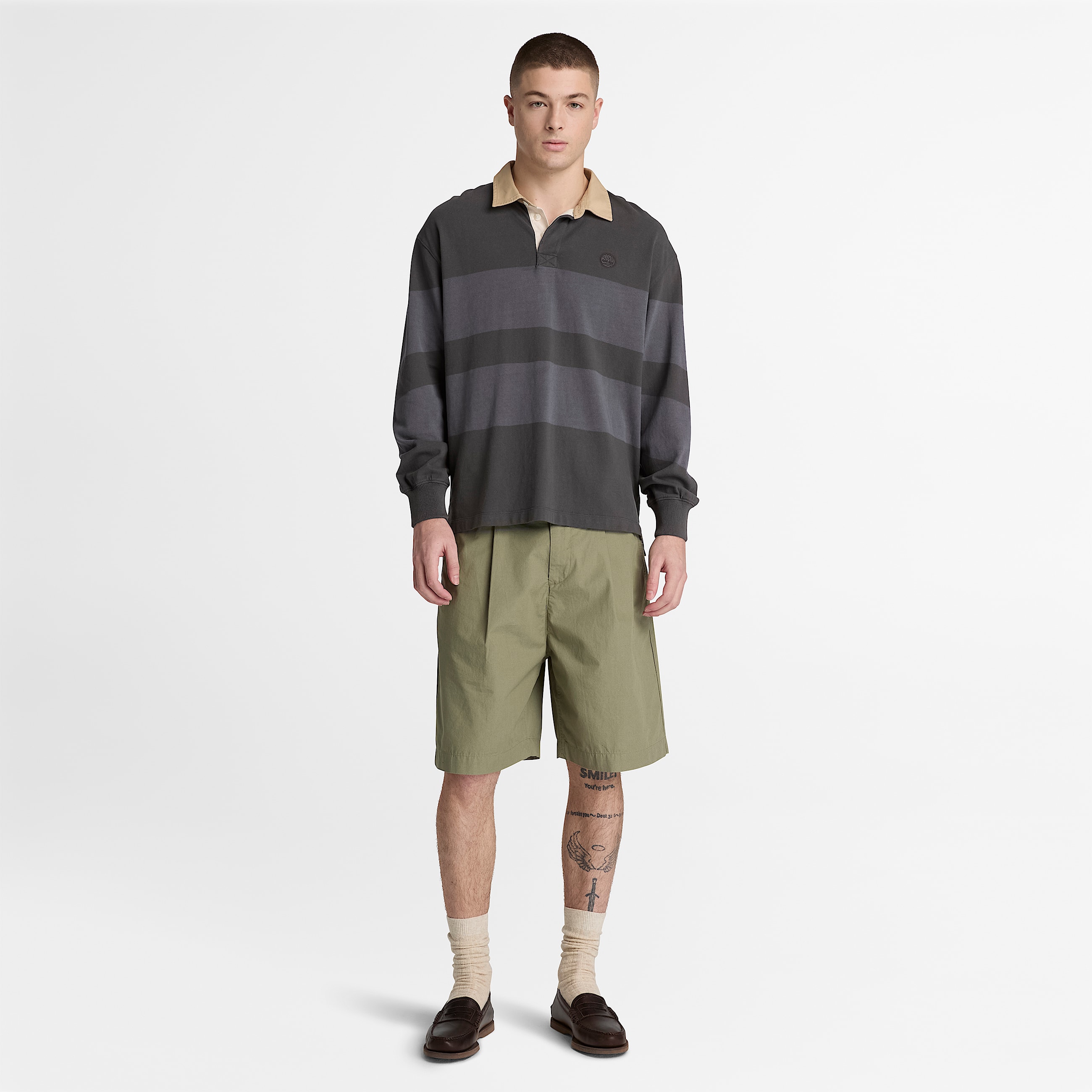 Claremont Poplin Pleated Chino Short for Men in Brown TBL Brun ALT2