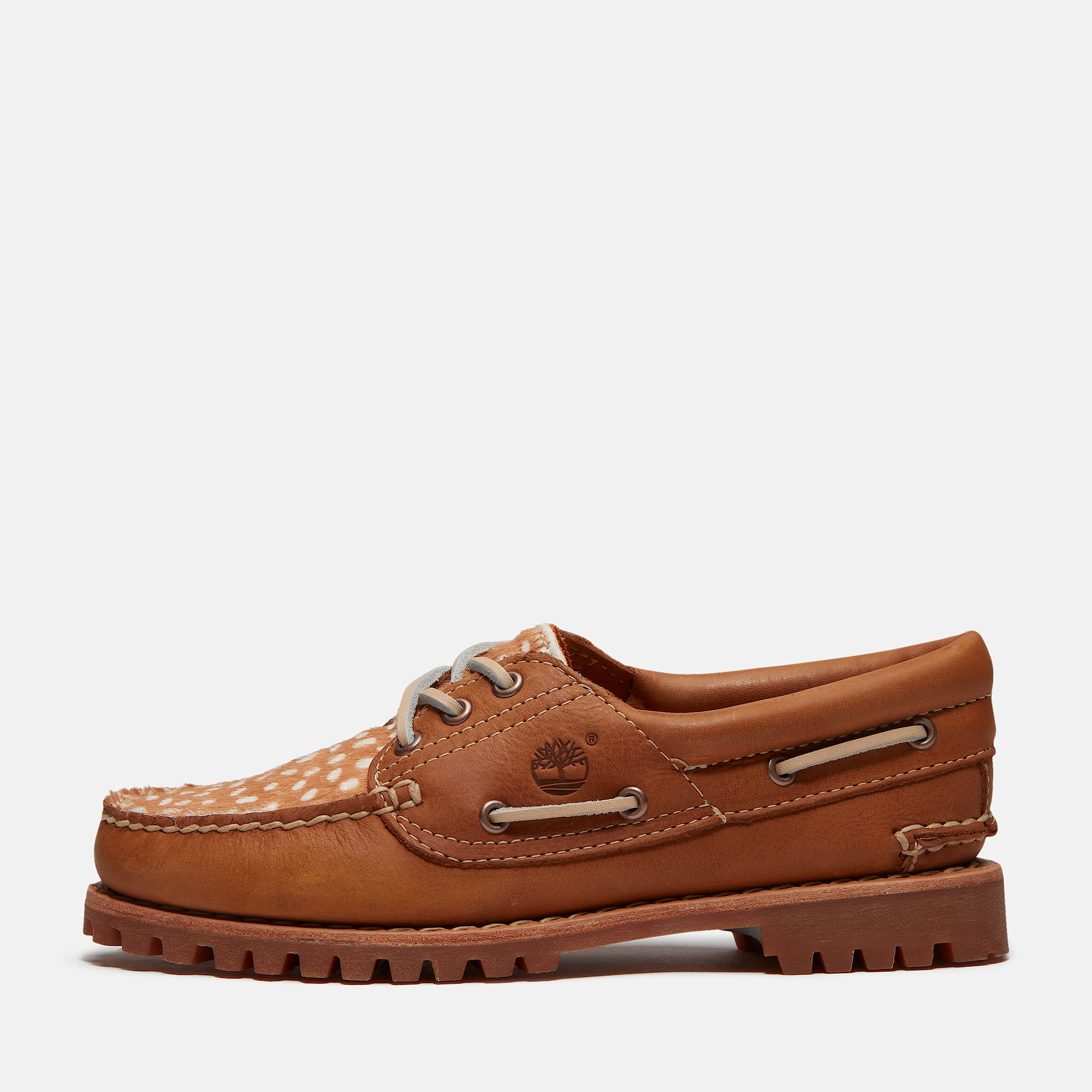 Autentisk Timberland sejlersko med tre snrehuller til kvinder i brunbeige TBL Brun ALT8