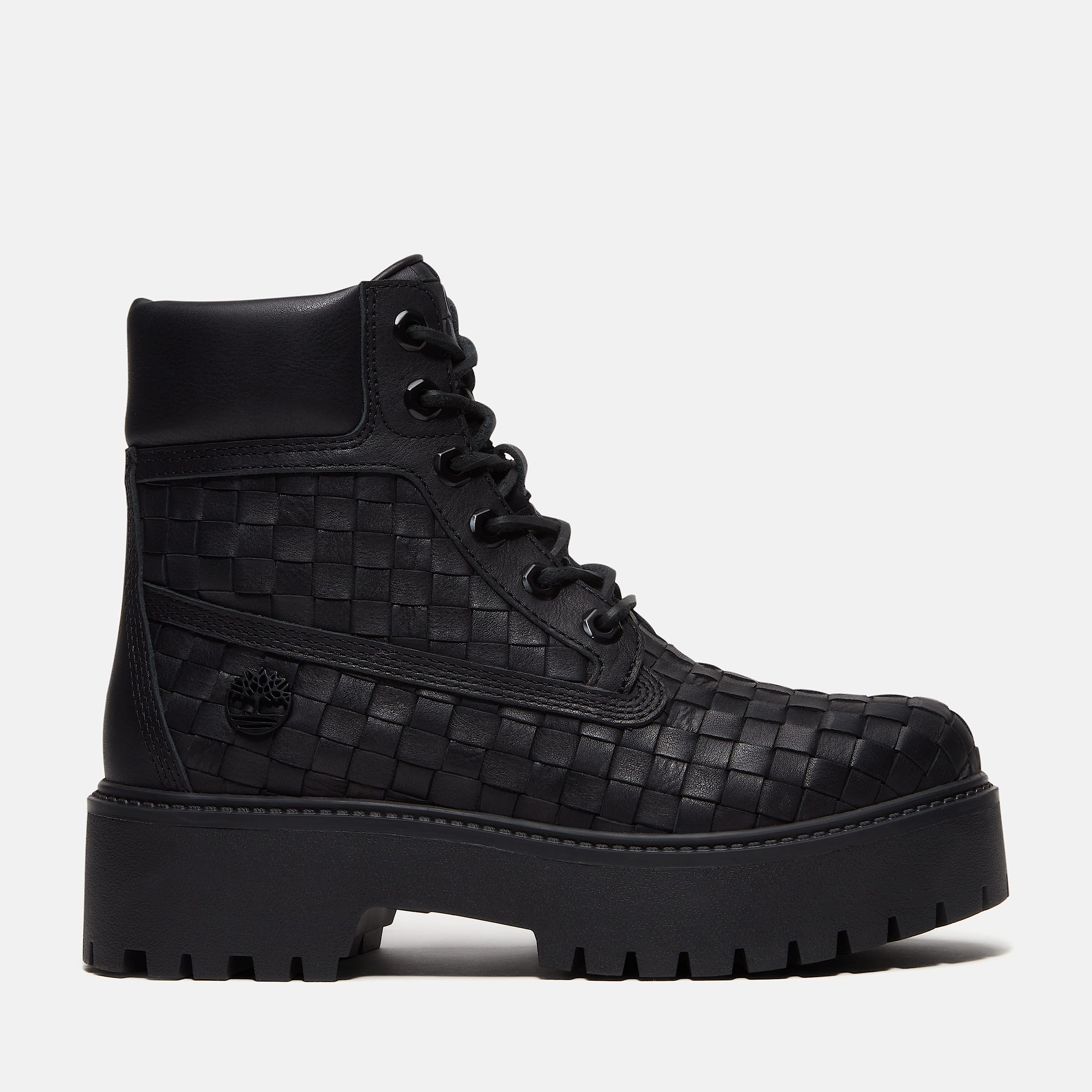 Stone Street Platform 6Inch Woven Boot for Women in Black TBL Black HERO
