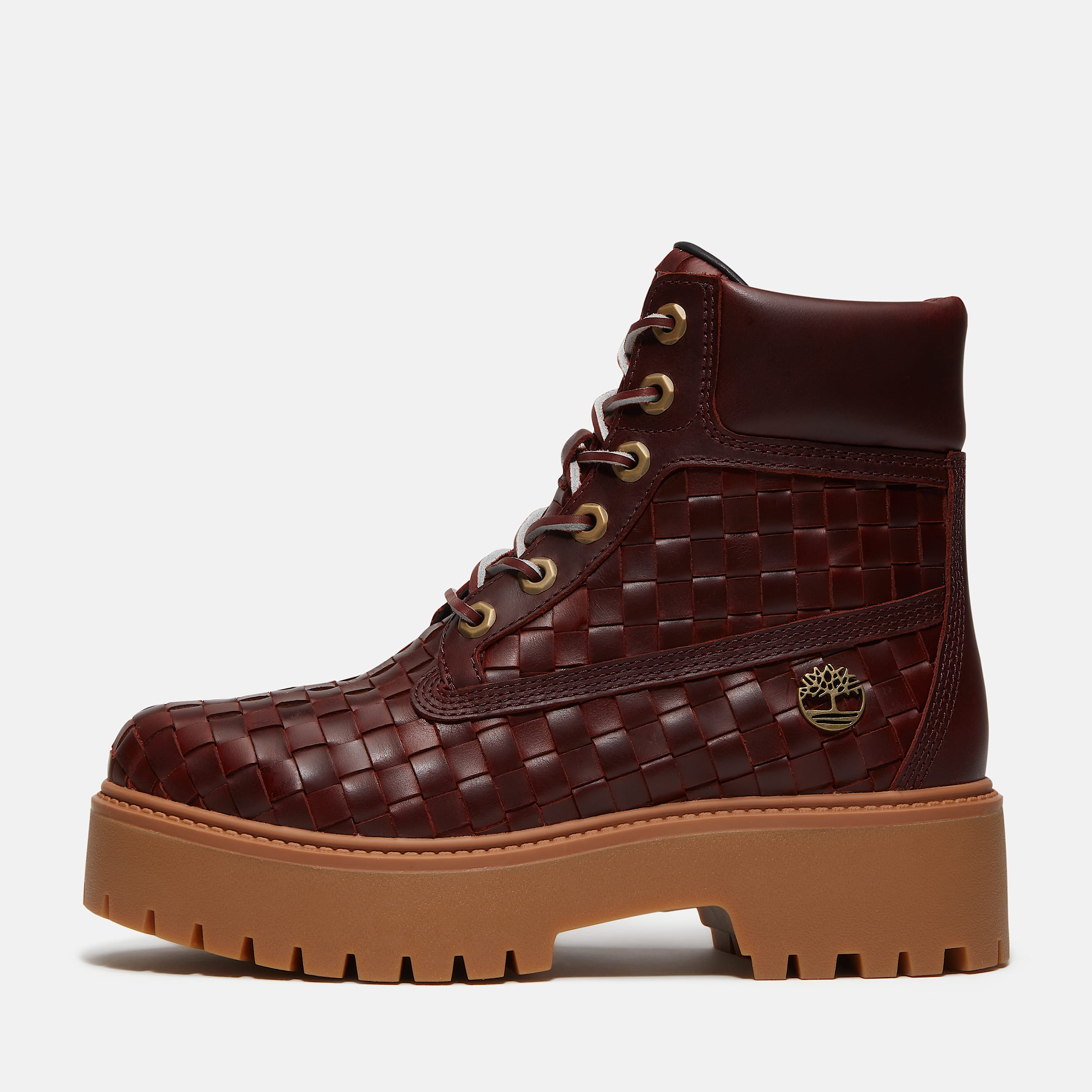 Stone Street Platform 6Inch Woven Boot for Women in Burgundy TBL Burgundy ALT8