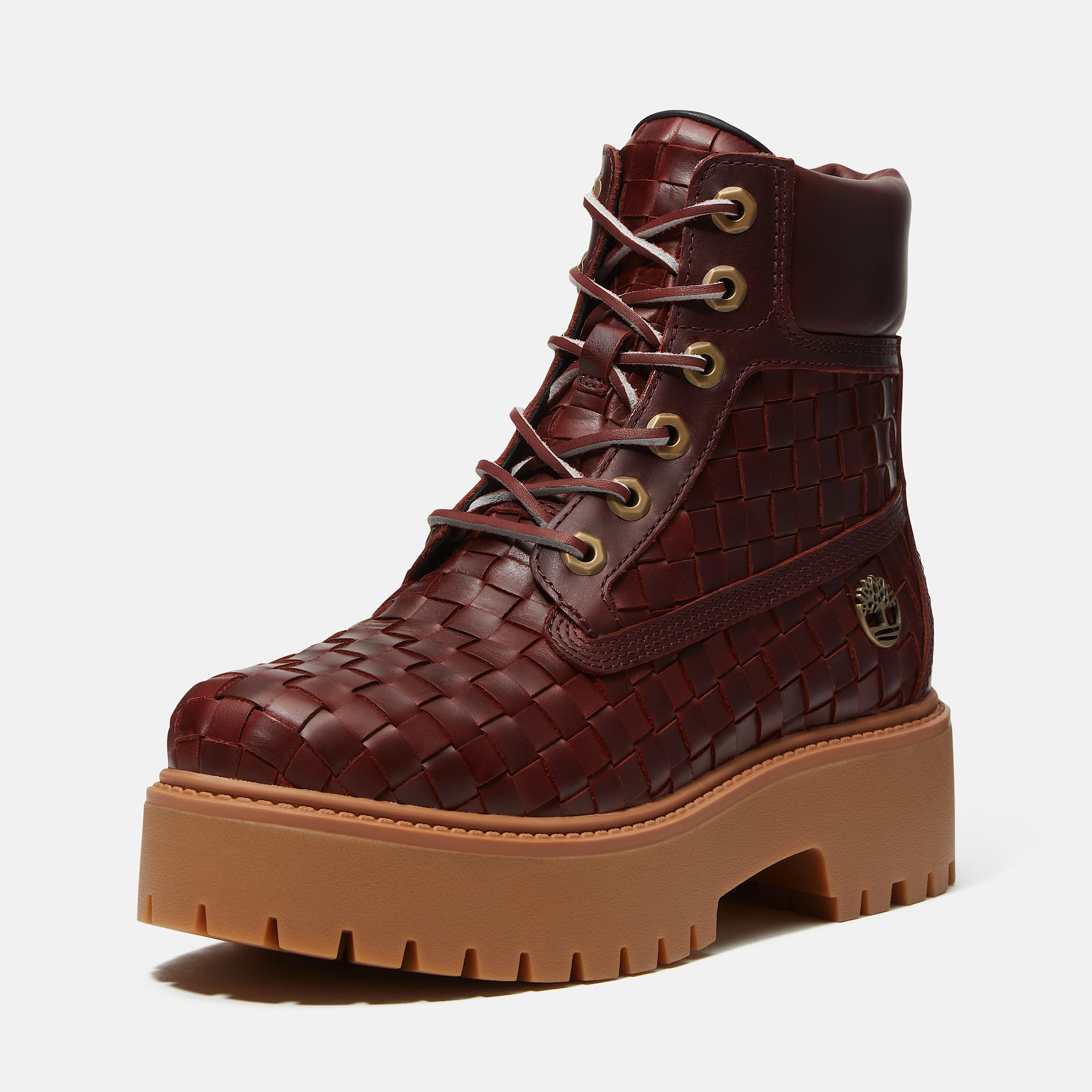 Stone Street Platform 6Inch Woven Boot for Women in Burgundy TBL Burgundy ALT9