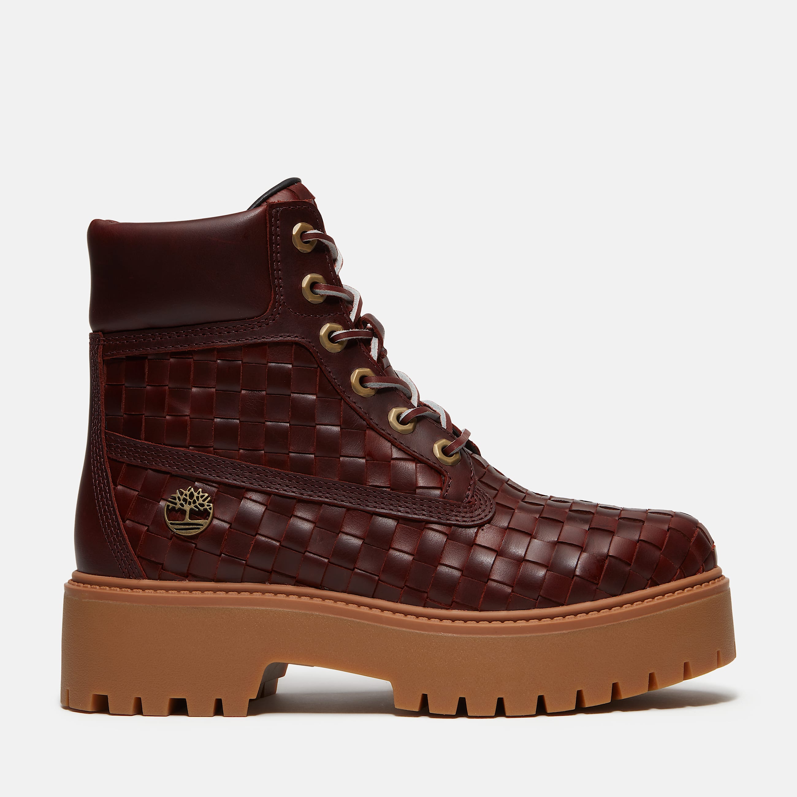 Stone Street Platform 6Inch Woven Boot for Women in Burgundy TBL Burgundy HERO