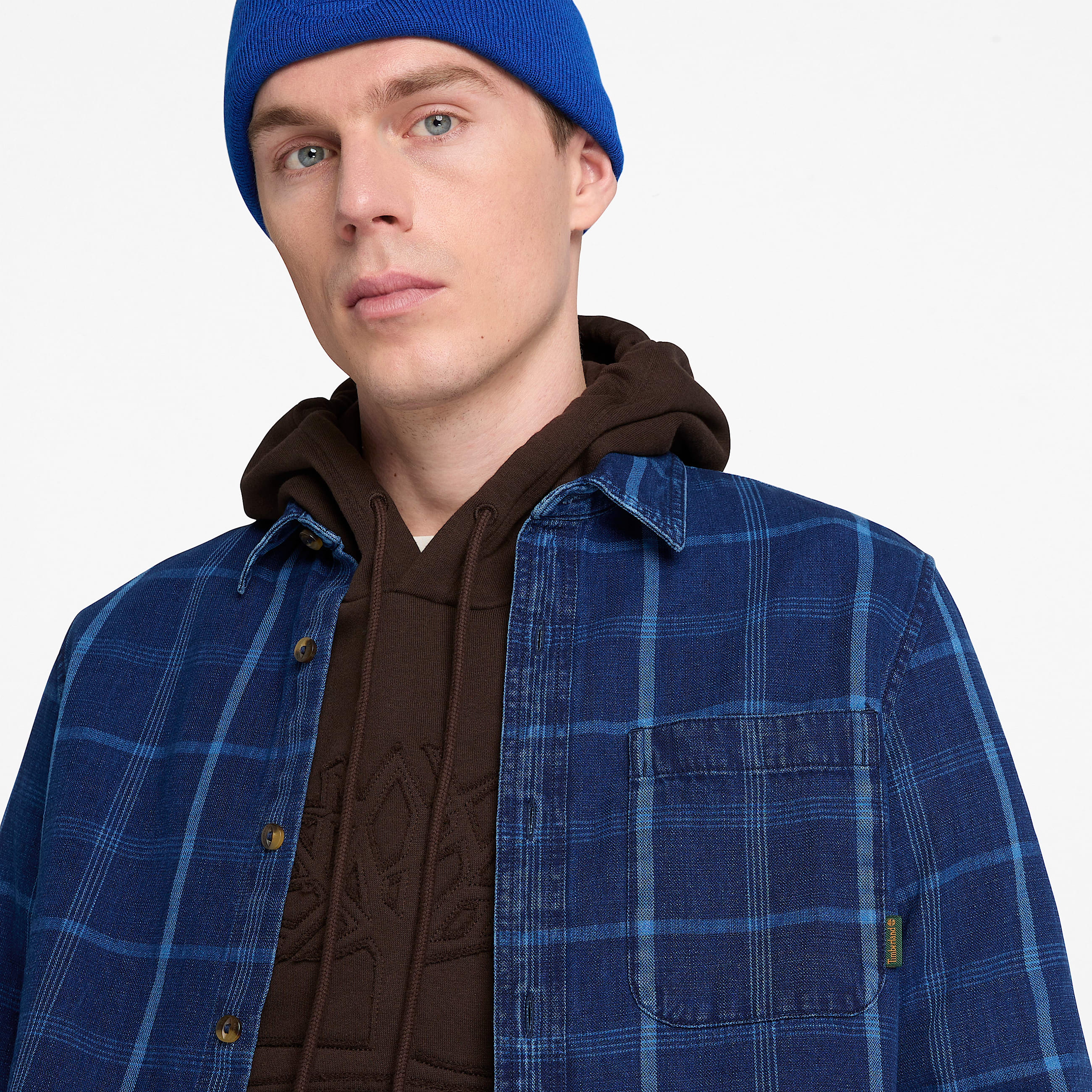 Kariertes Indigo Hemd in regulrer Passform fr Herren in Dunkelblau TBL Blau ALT3