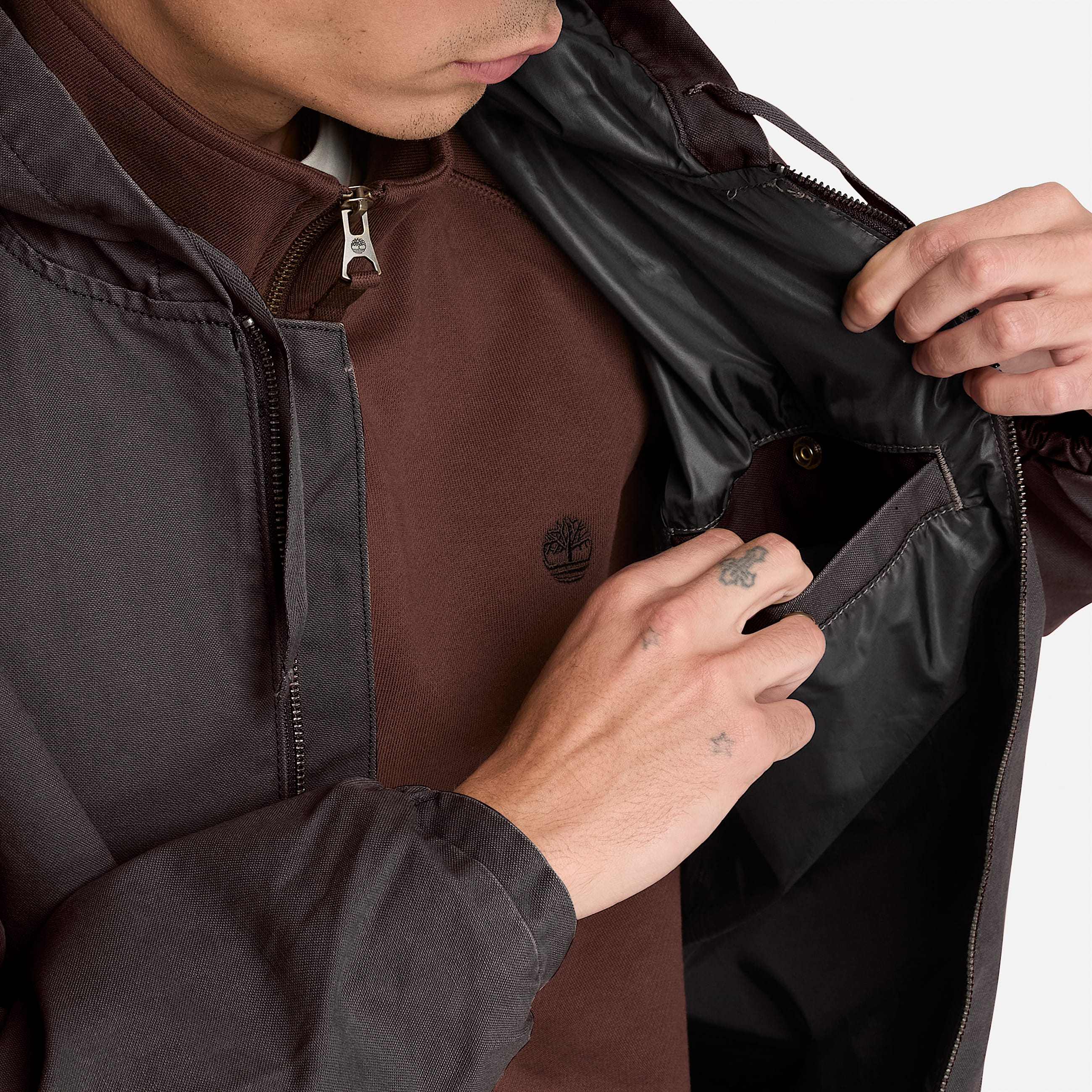 Hooded Canvas Bomber for Men in Black TBL Black ALT3