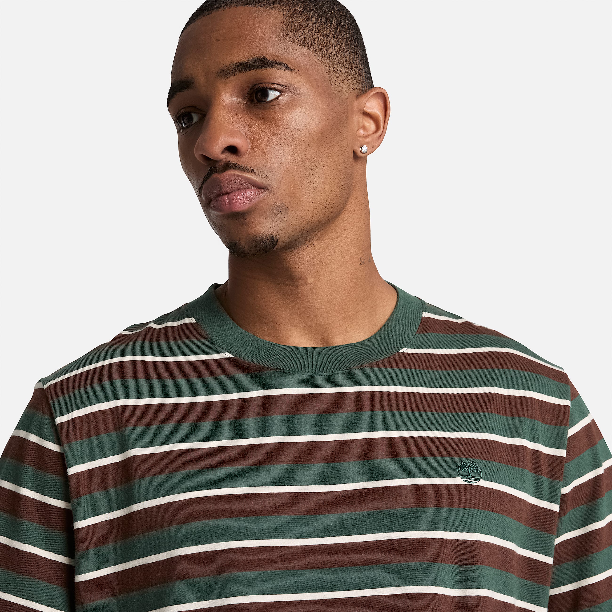 Stripe ShortSleeve TShirt for Men in Dark Green TBL Green ALT3