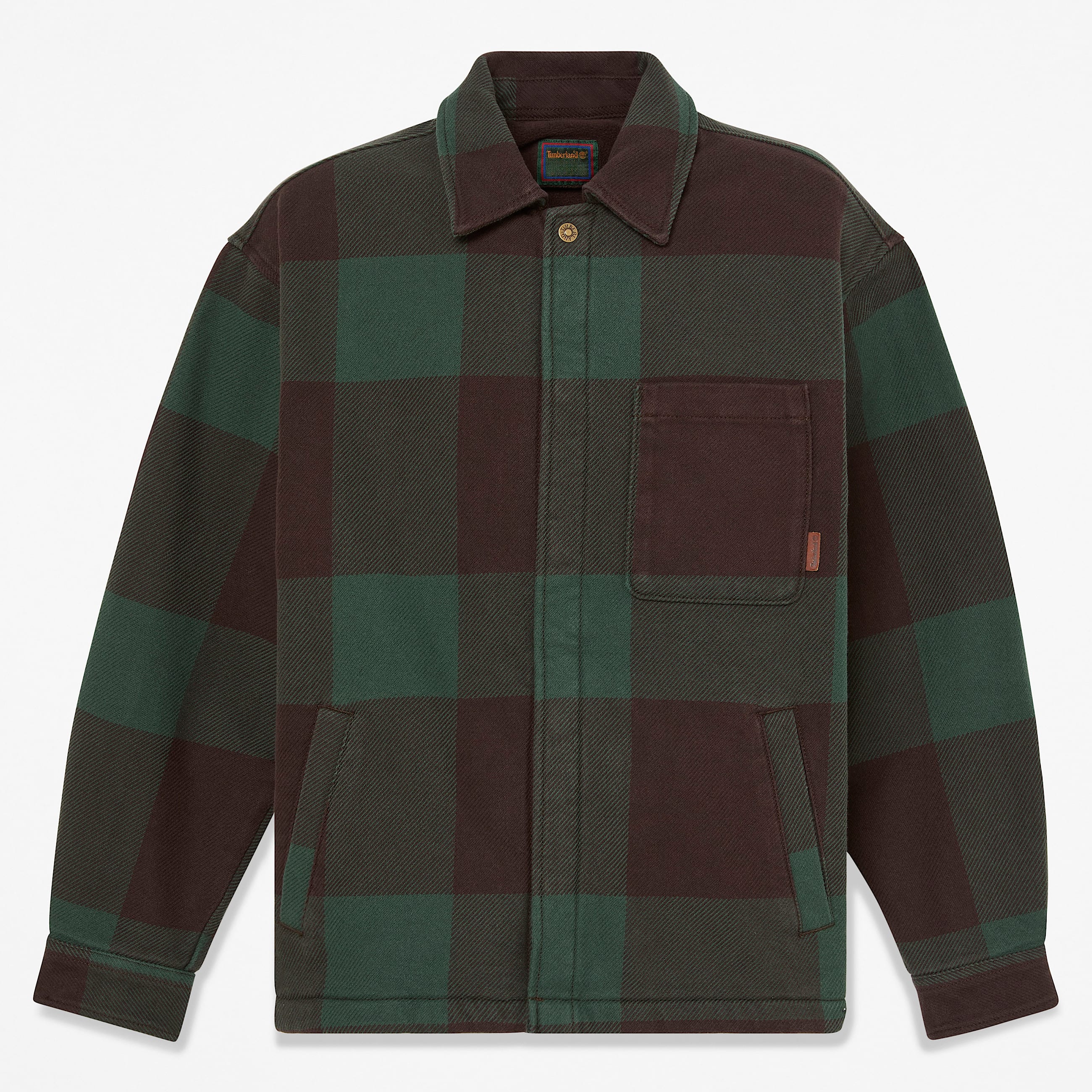 FleeceLined Checkered Overshirt for Men in Dark Brown TBL Brown HERO