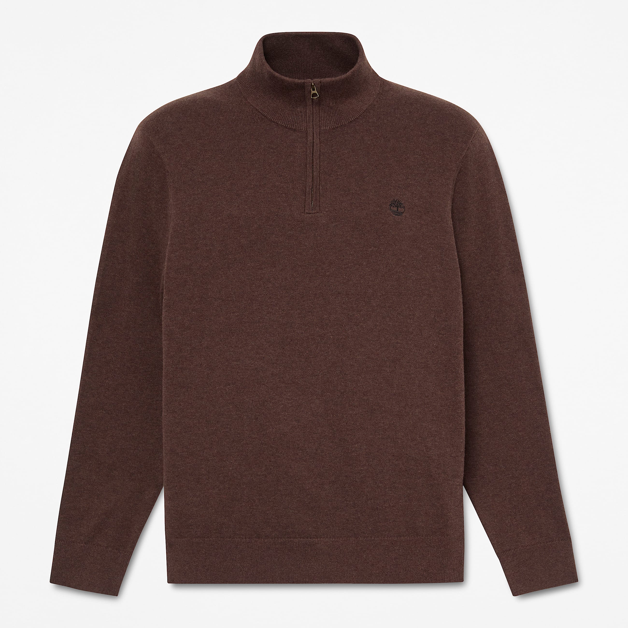 Oyster River Cotton Quarter-Zip Jumper for Men in Dark Brown