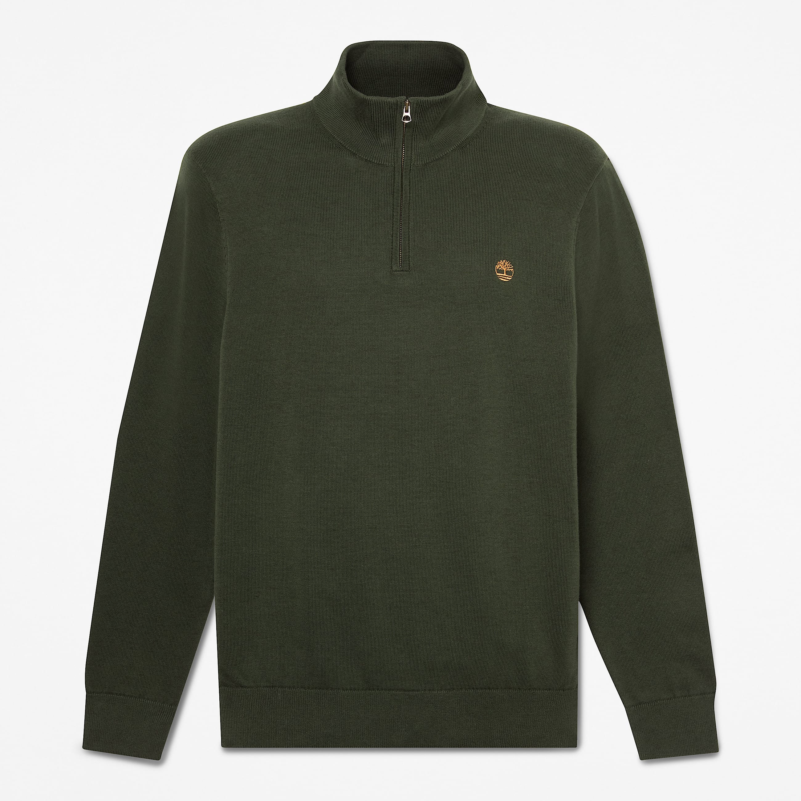 Oyster River Cotton Quarter-Zip Jumper for Men in Dark Green