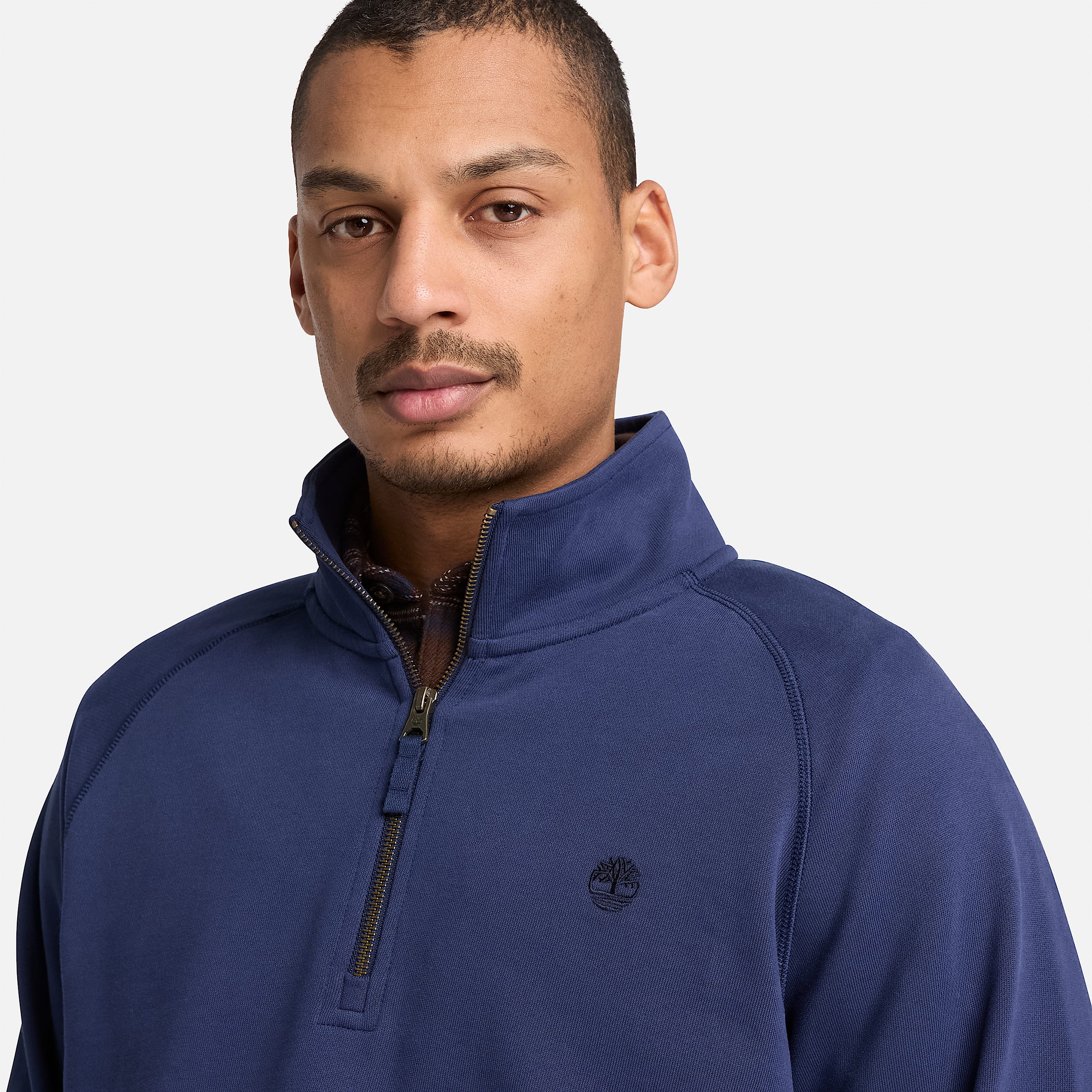 Exeter River Embroidered Logo QuarterZip Sweatshirt for Men in Dark Blue TBL Blue ALT3