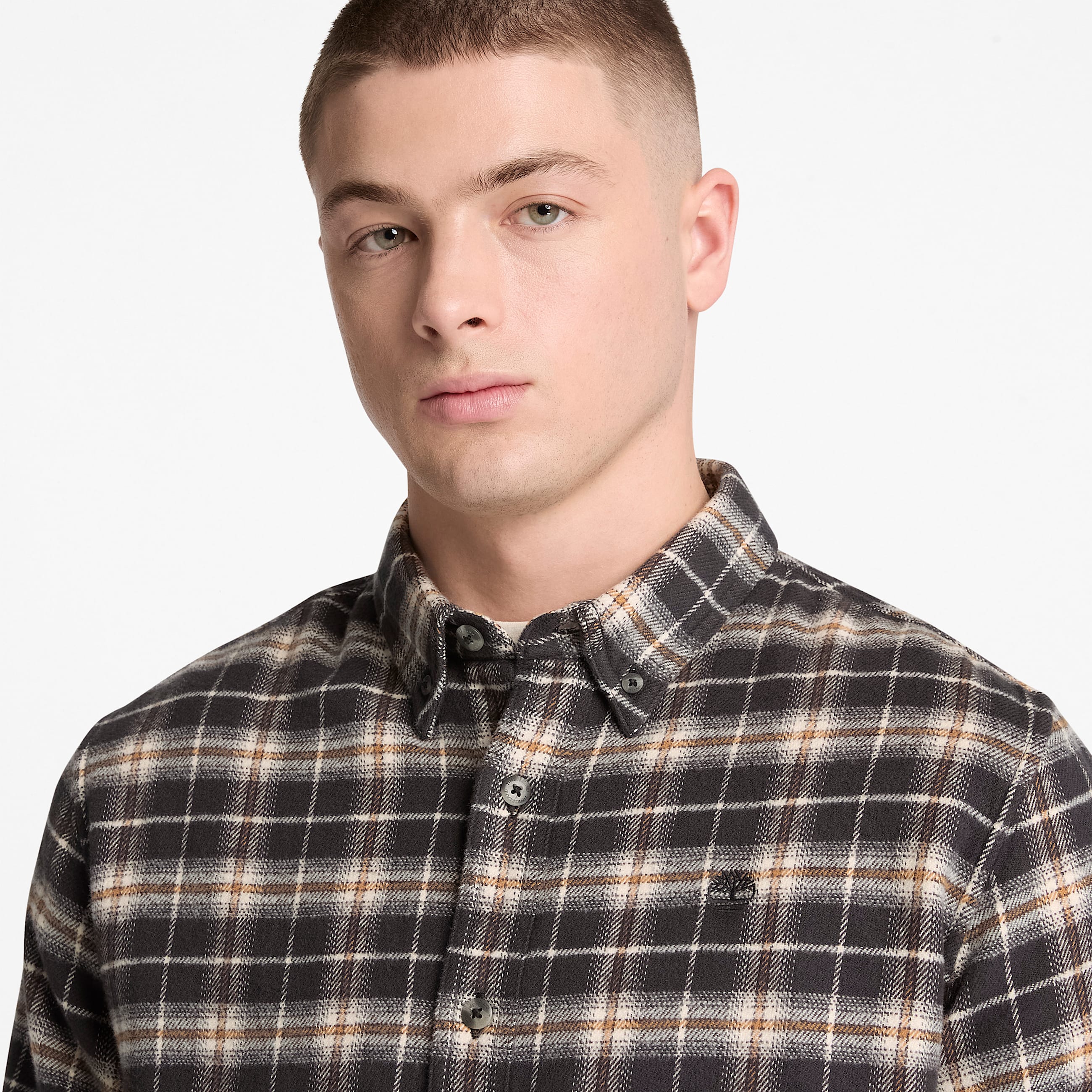 Chemise classique en flanelle  carreaux pour homme en noir TBL noir ALT3