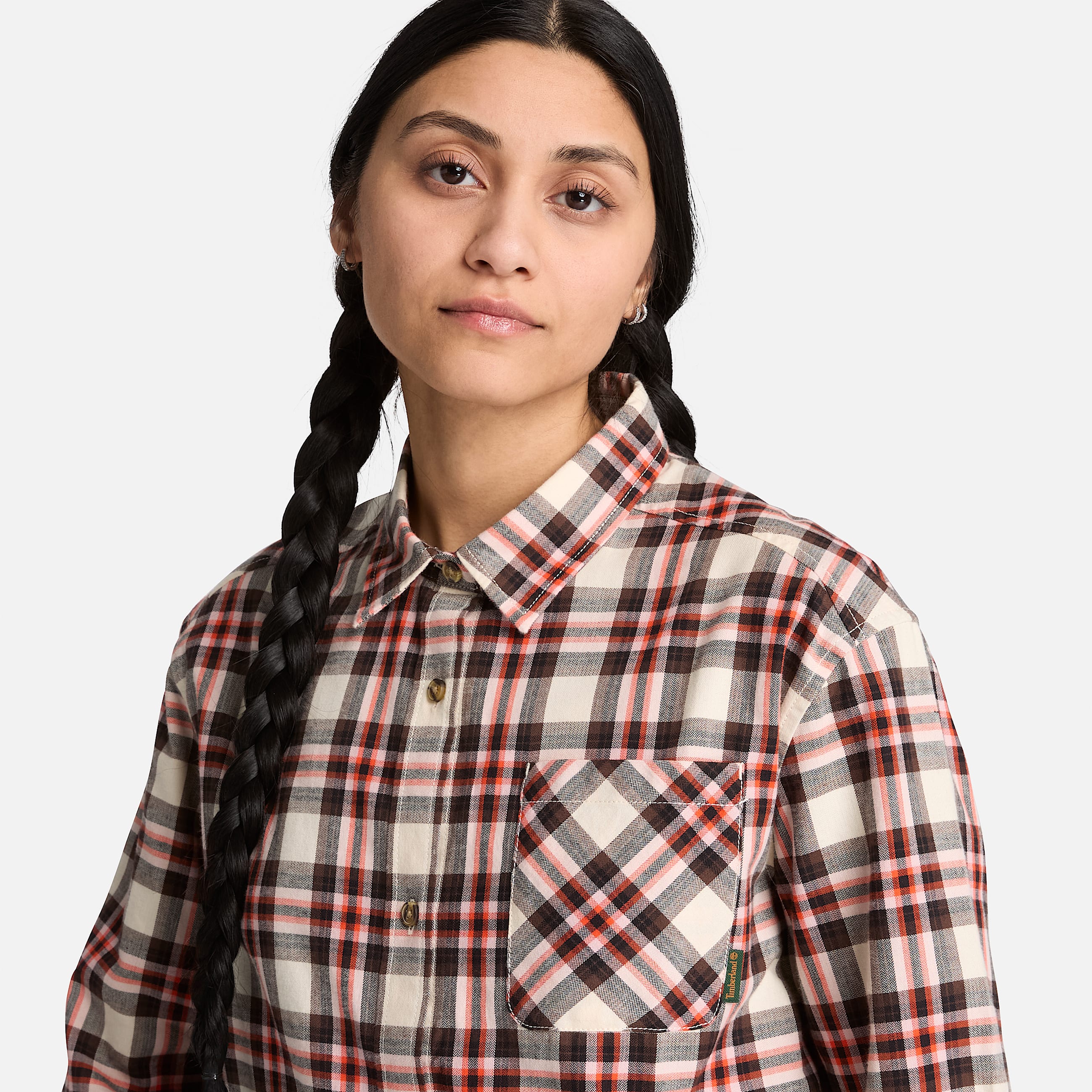Chemise en flanelle semipaisse  manches longues pour femme en beige TBL beige ALT3