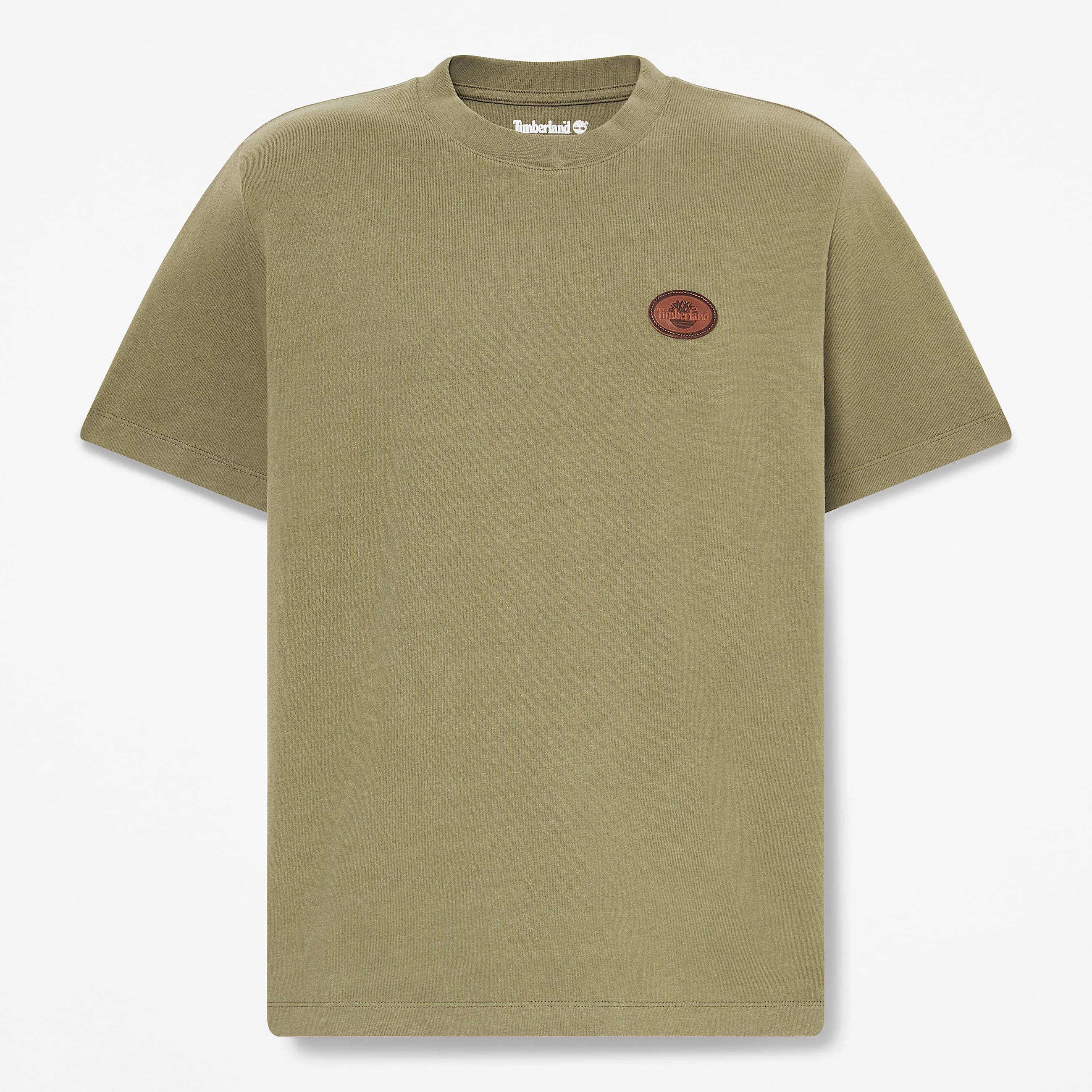 Leather Badge ShortSleeve TShirt for Men in Green TBL Green HERO