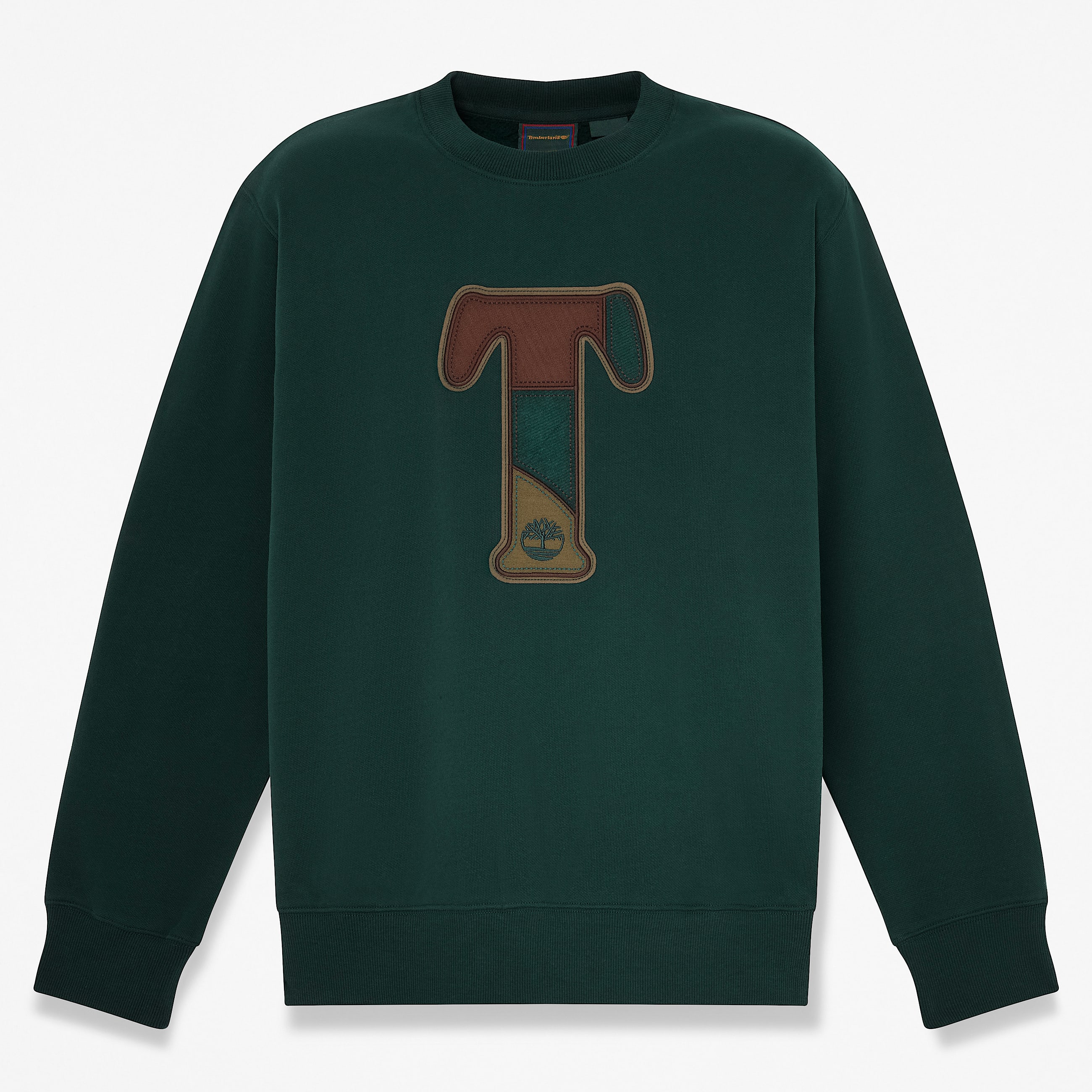 Patchwork Crew Sweatshirt for Men in Dark Green TBL Green HERO