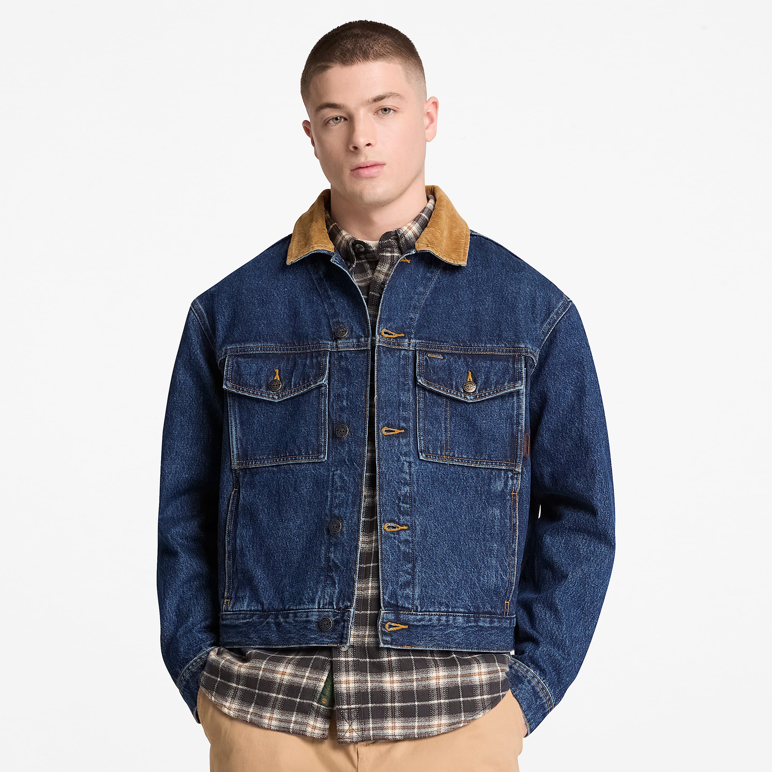 Denim Trucker Jacket for Men in Dark Blue TBL Blue ALT1