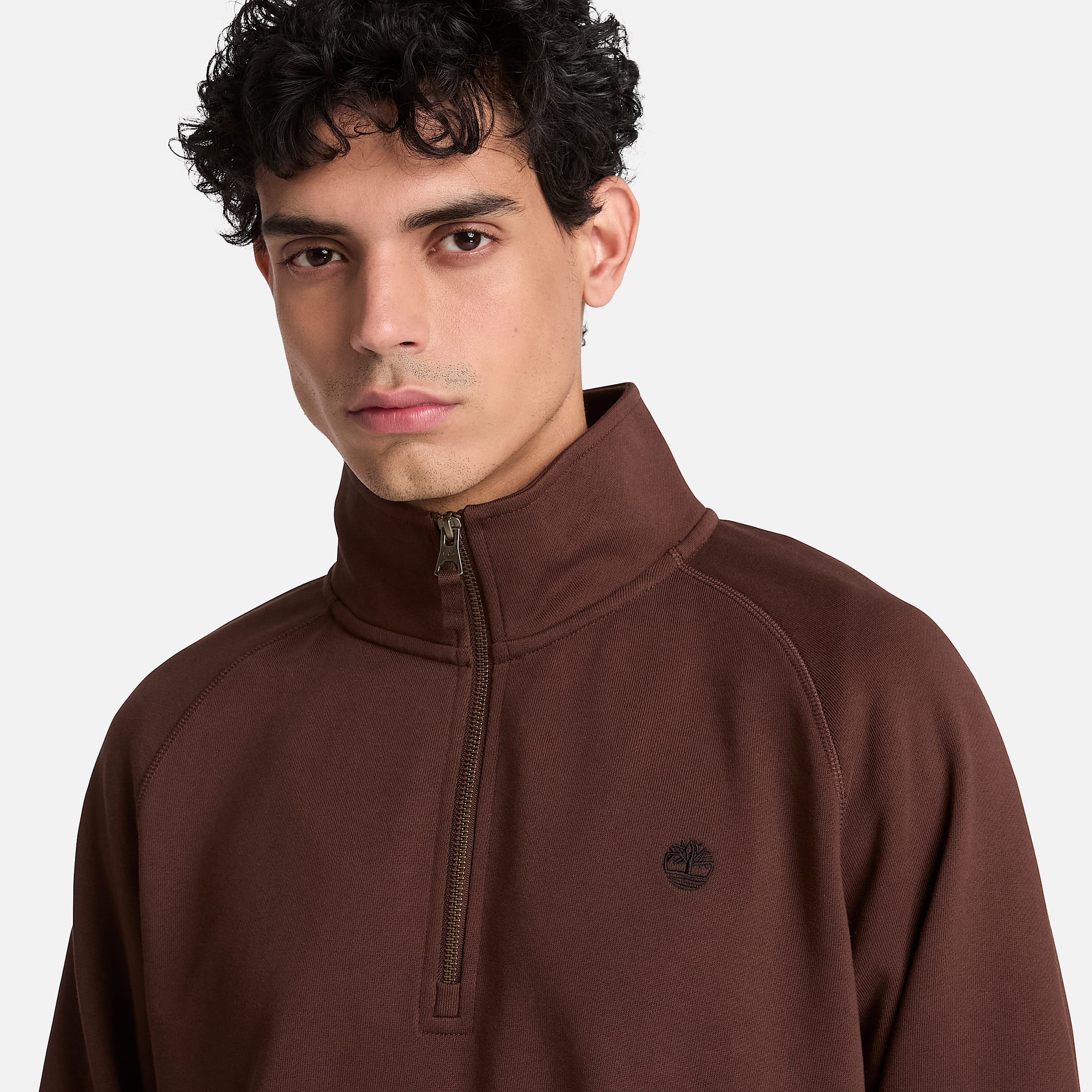 Sudadera Exeter River con cremallera de 14 y el logo bordado para hombre en marrn oscuro TBL marrn ALT3