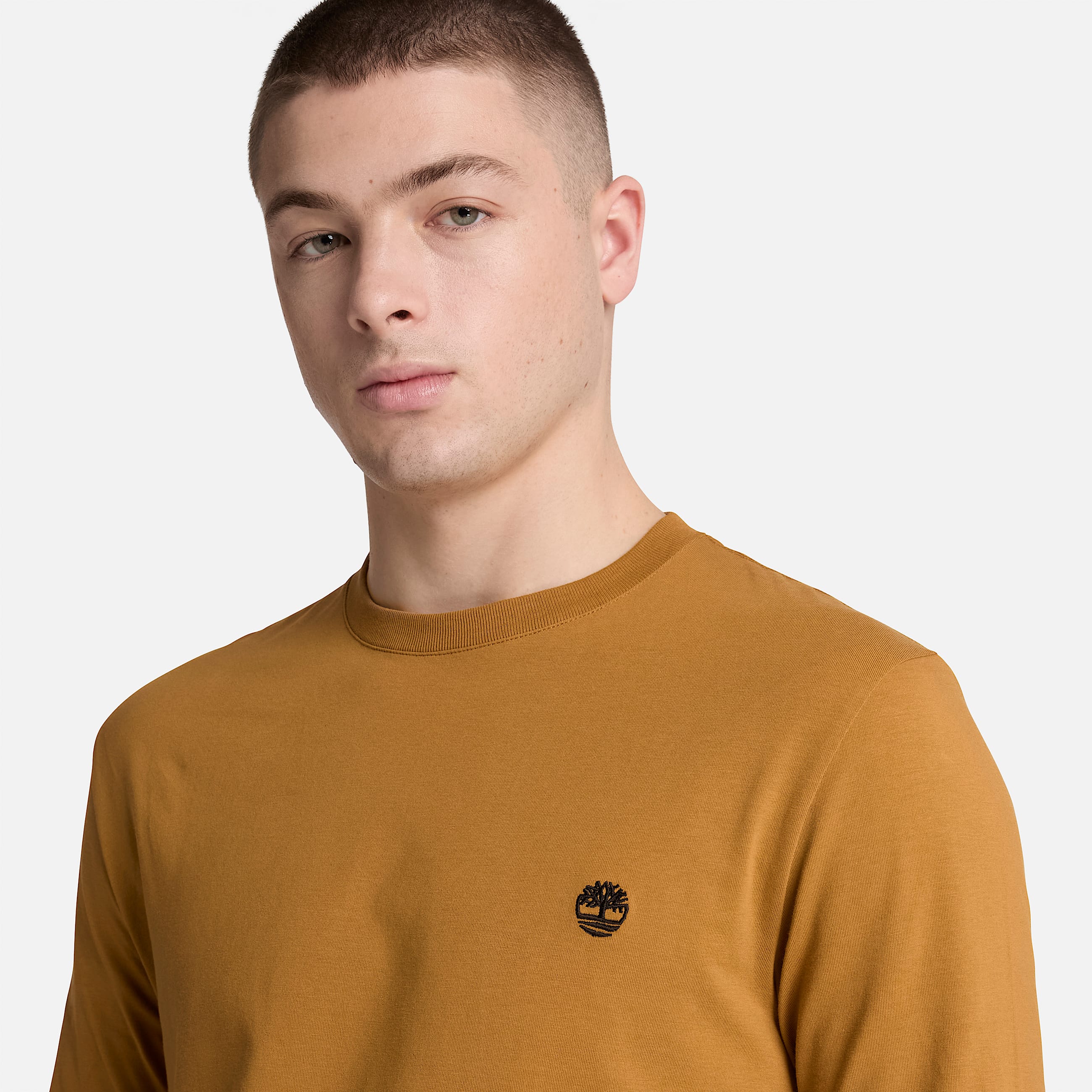 Dunstan River Slim Embroidered LongSleeve TShirt for Men in Yellow TBL Yellow ALT3