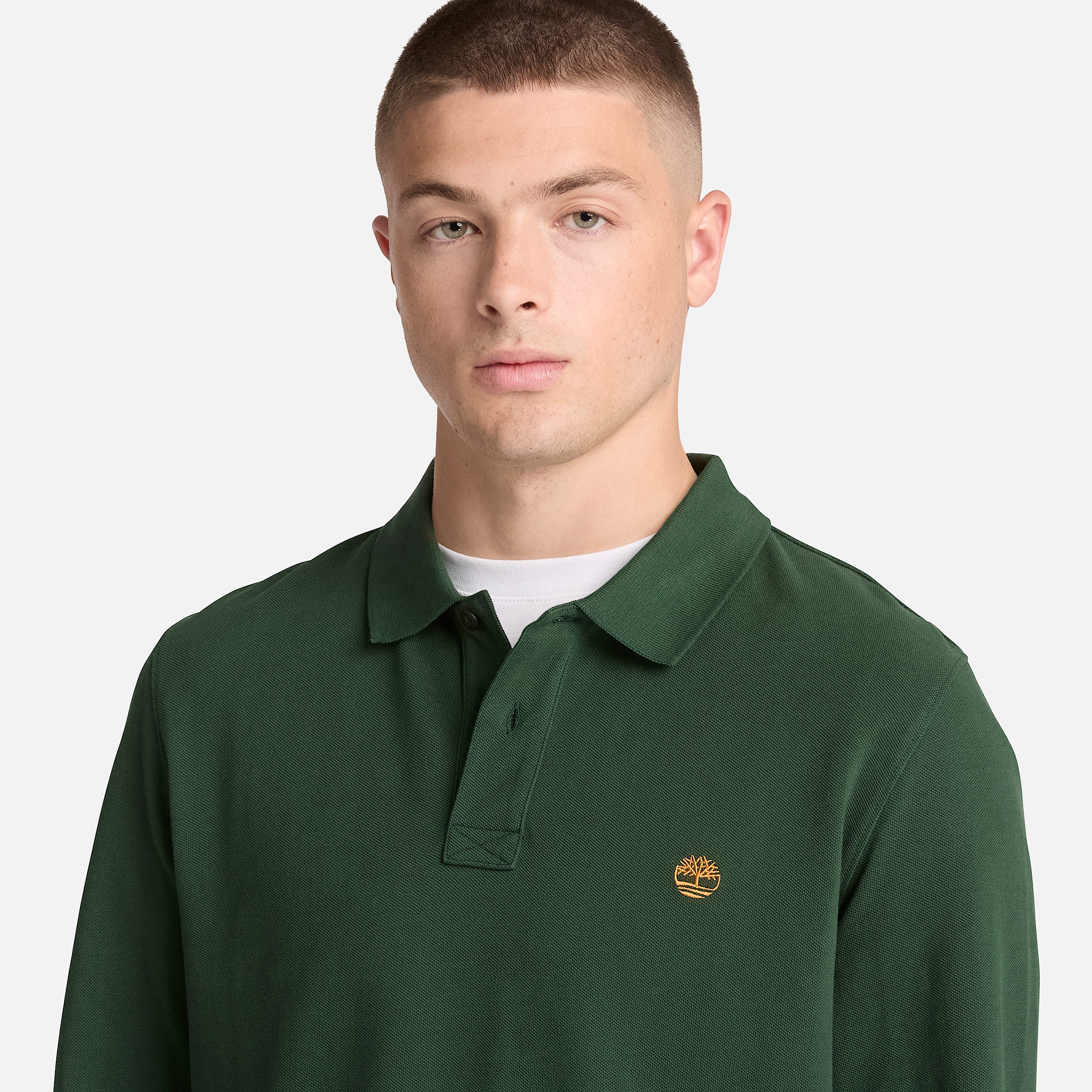Millers River LongSleeve Polo for Men in Dark Green TBL Green ALT3