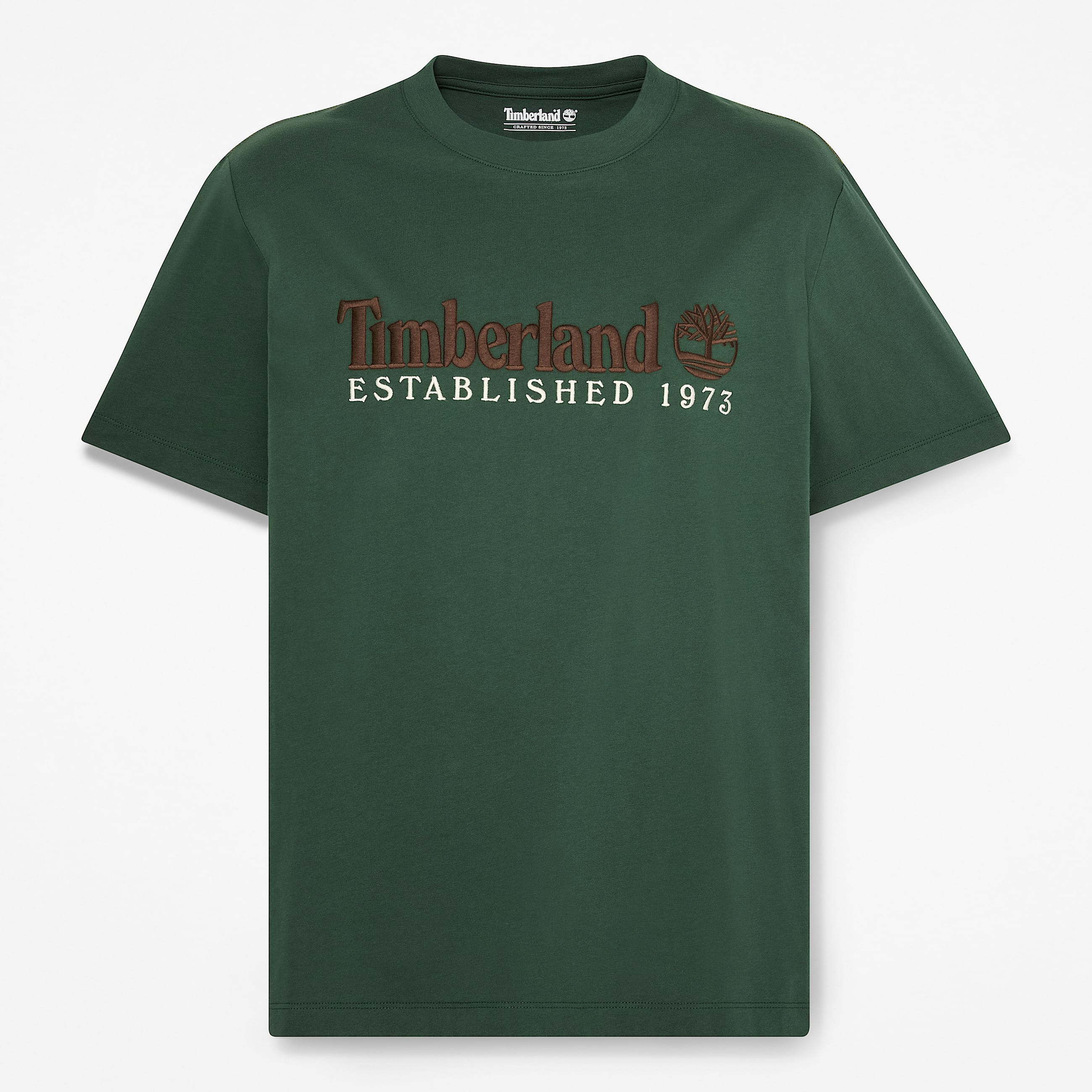 Tshirt  manches courtes et broderie Established 1973 pour homme en vert fonc TBL Verte HERO