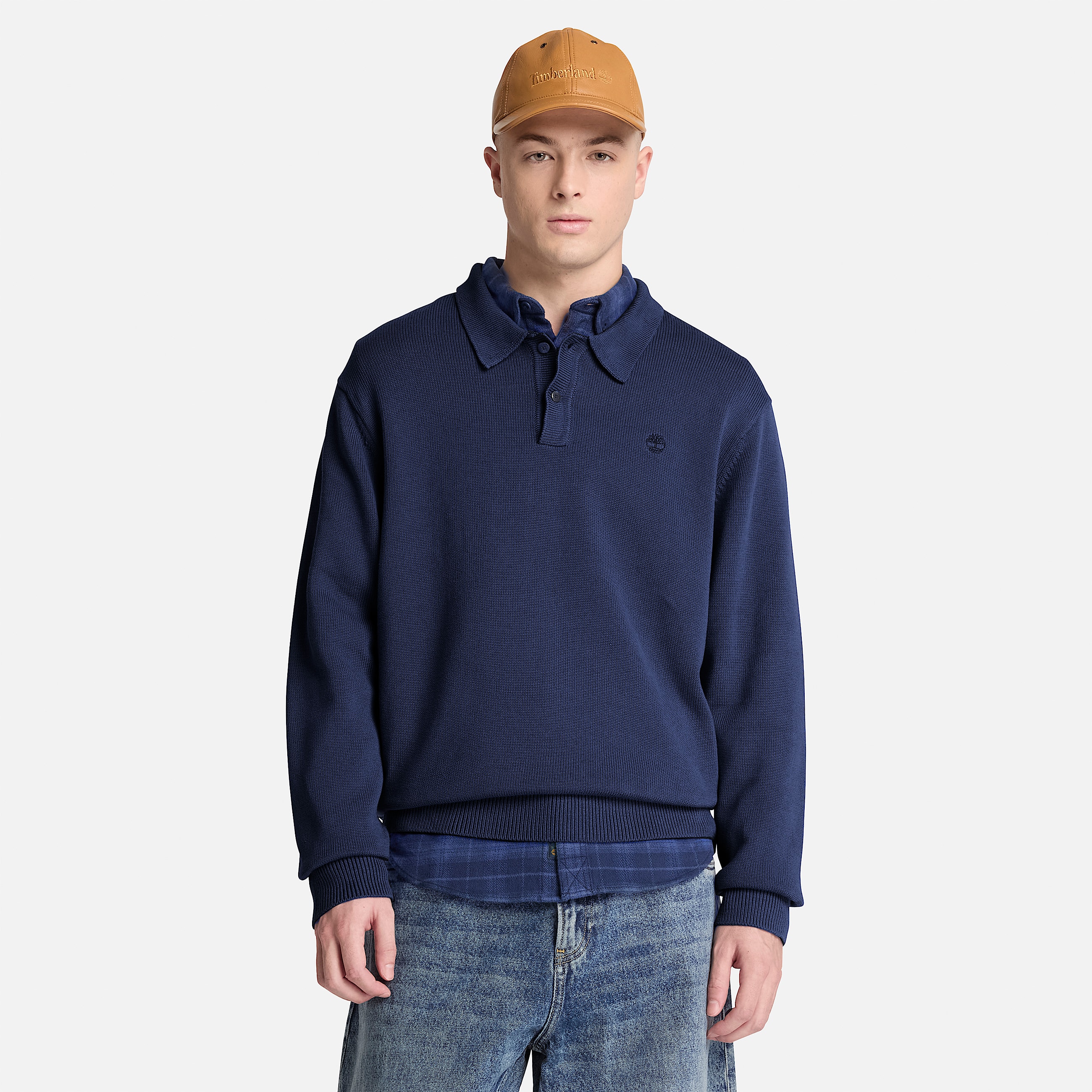 Williams River Cotton Polo Jumper for Men in Dark Blue TBL Blue ALT1
