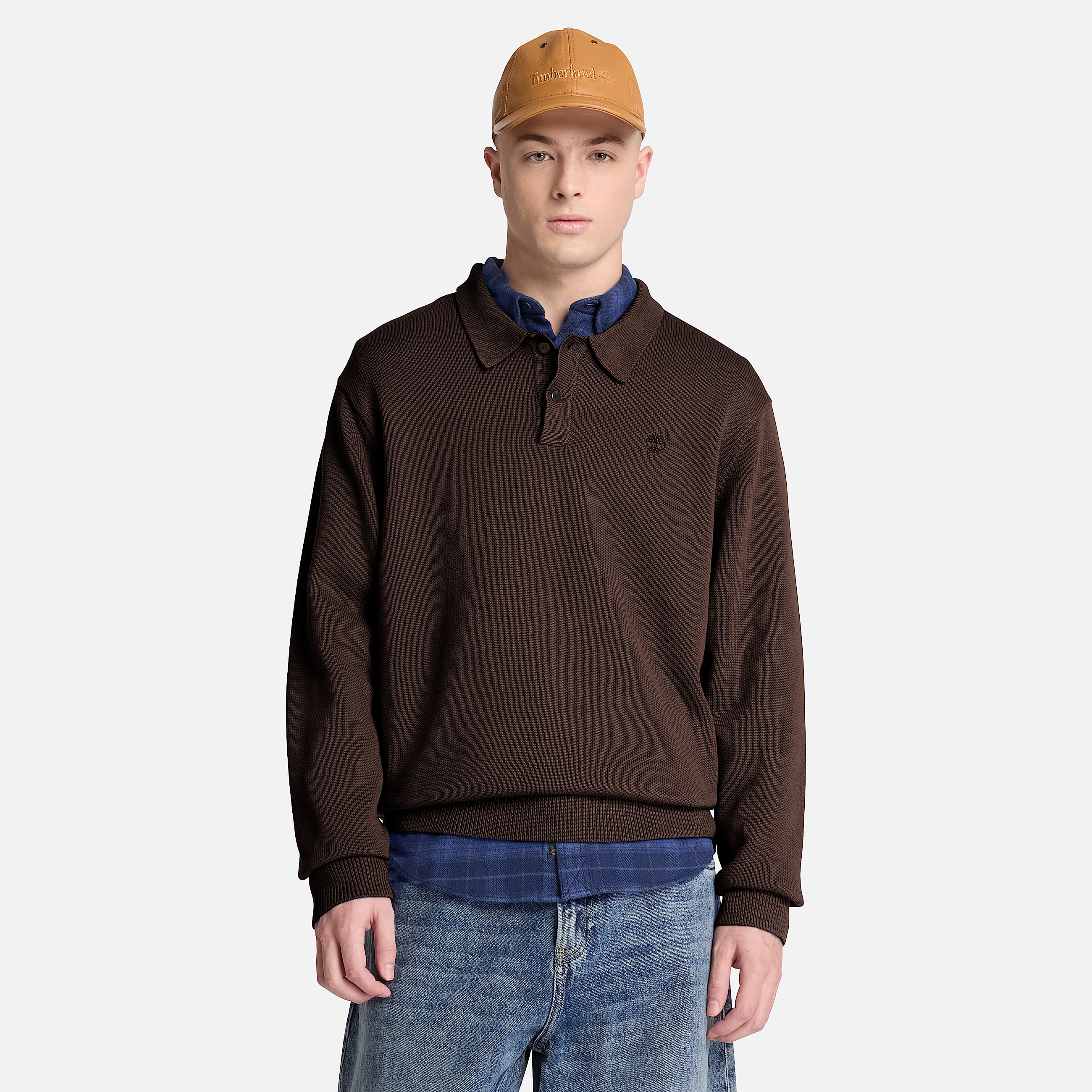 Williams River Cotton Polo Jumper for Men in Dark Brown TBL Brown ALT1