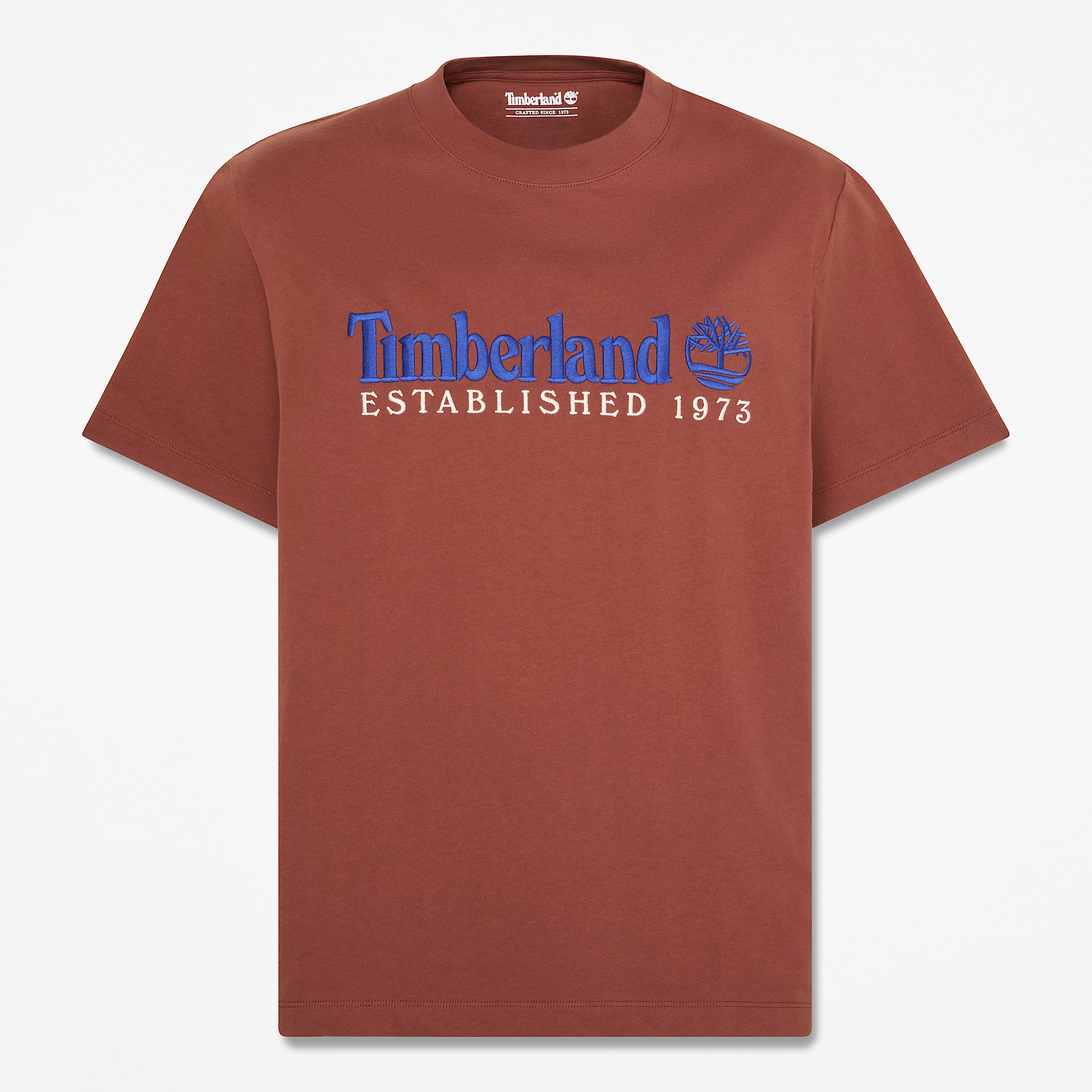 Tshirt  manches courtes et broderie Established 1973 pour homme en marron TBL marron HERO