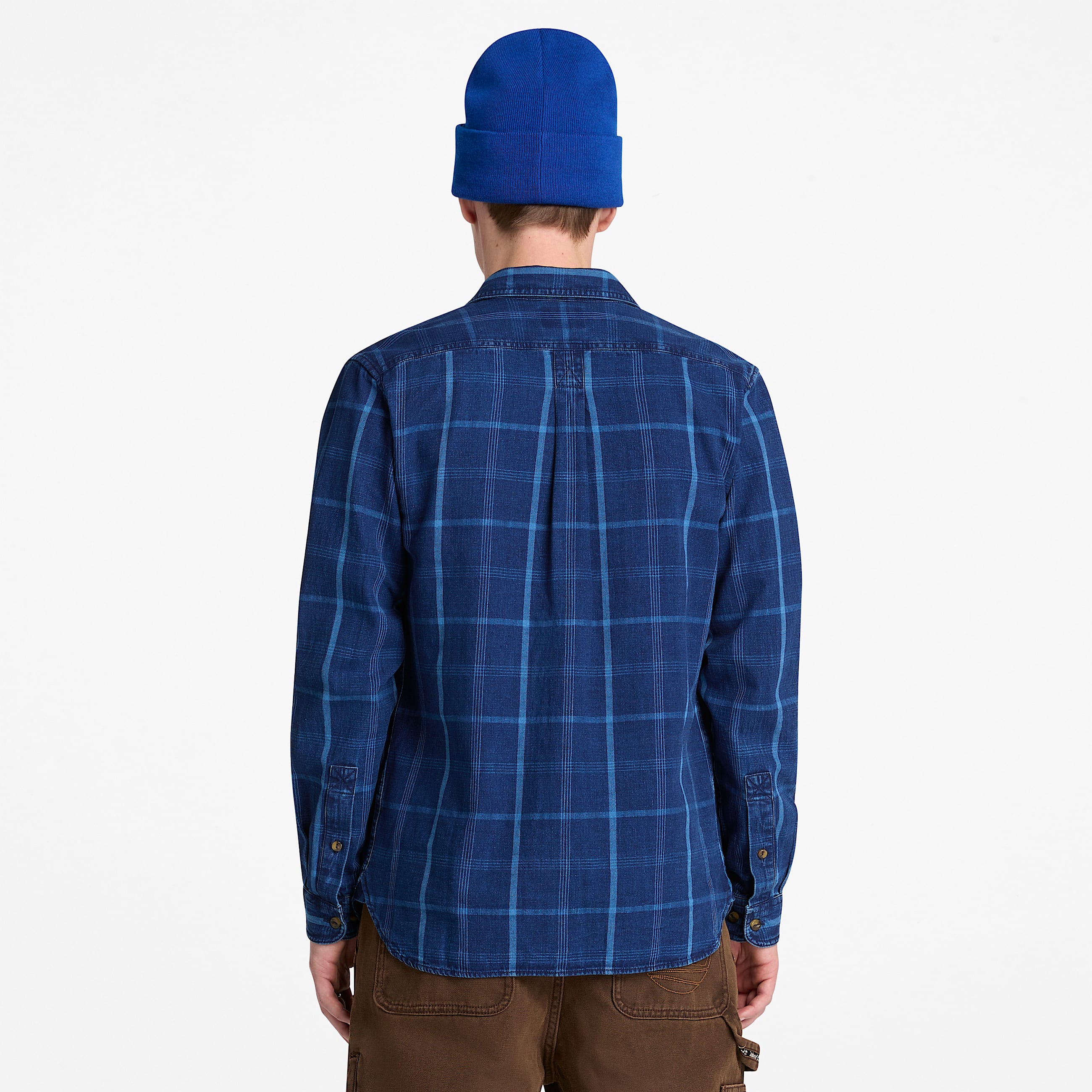 Kariertes Indigo Hemd in regulrer Passform fr Herren in Dunkelblau TBL Blau ALT8