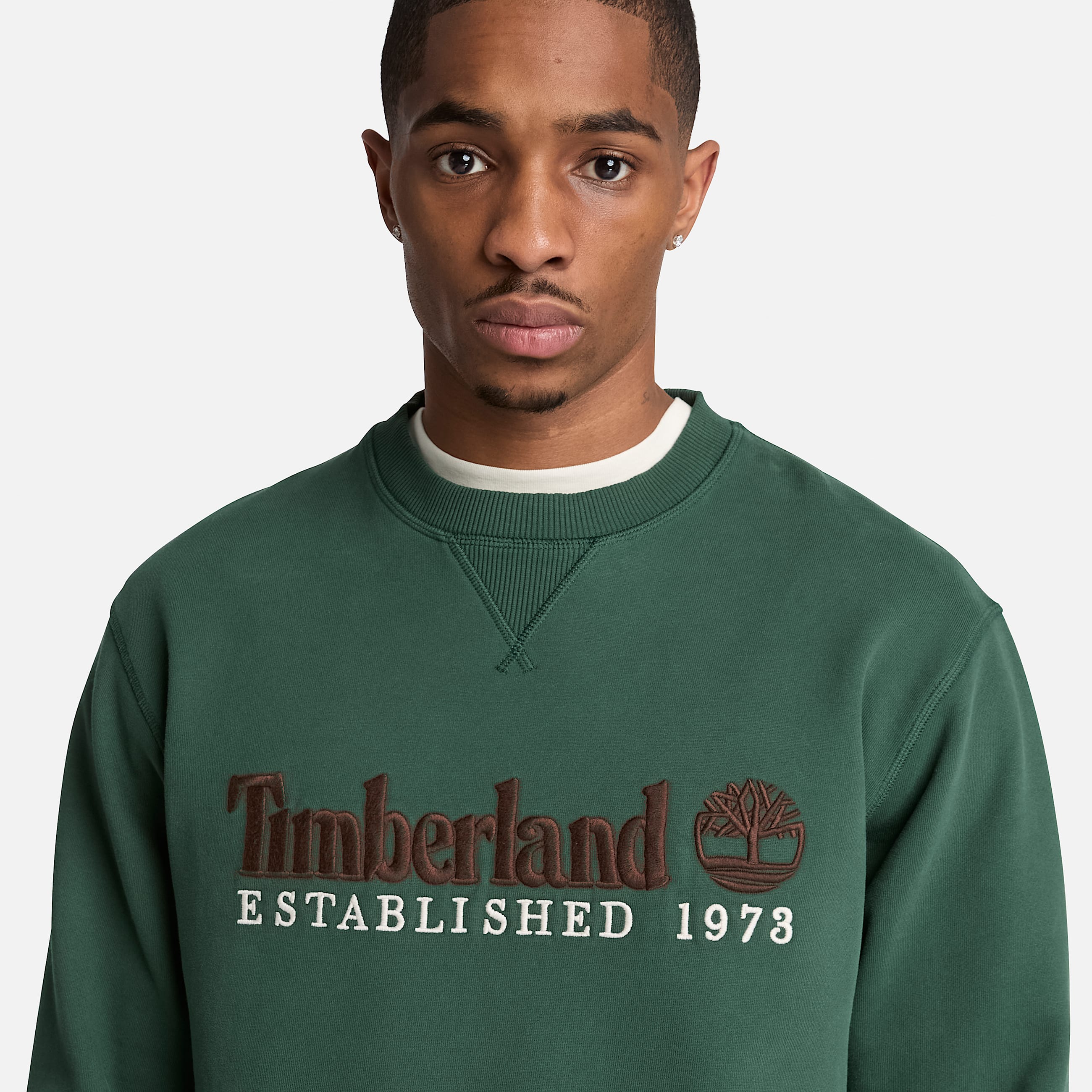 Sweat  col rond et logo brod Established 1973 pour homme en vert fonc TBL Verte ALT3