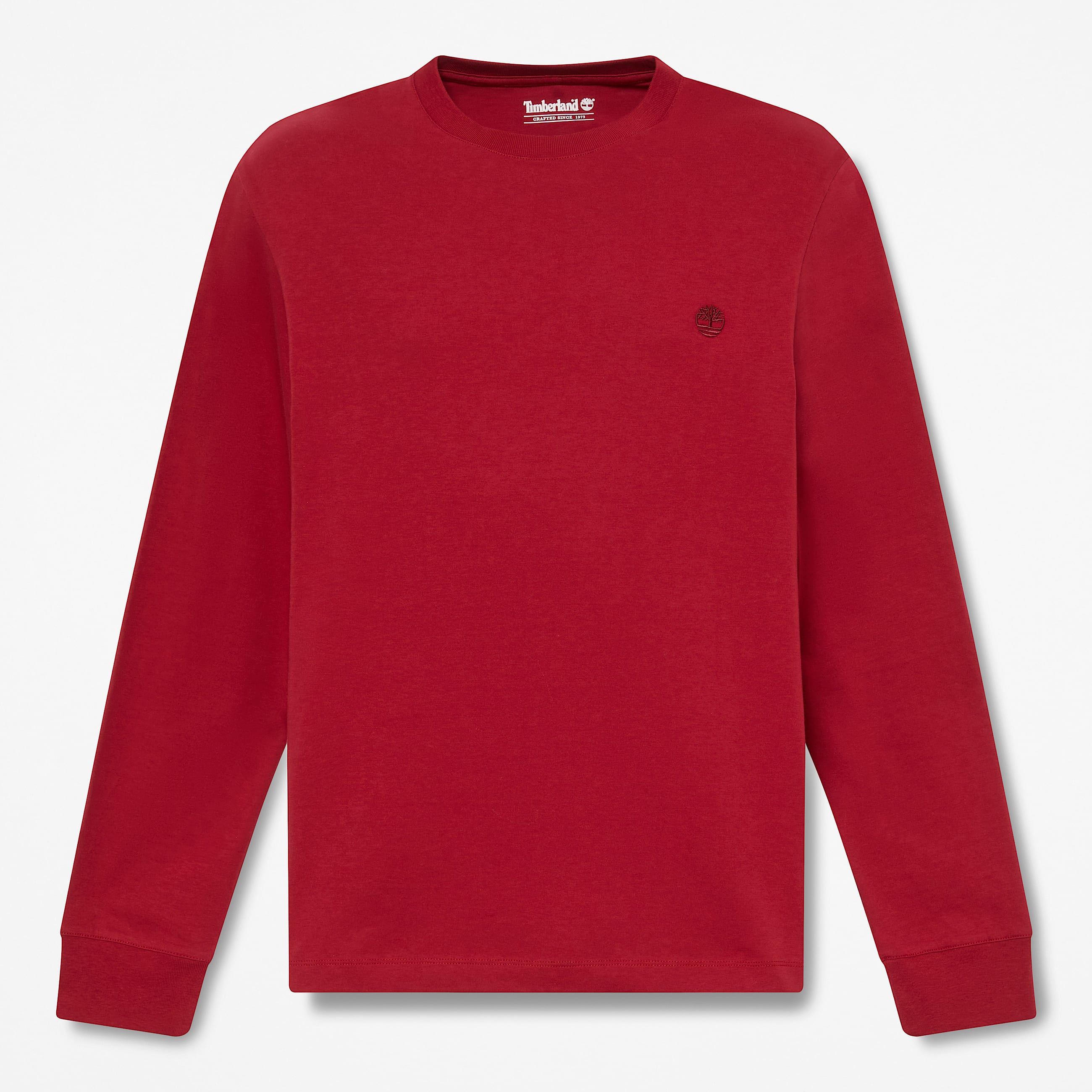 Dunstan River Slim Embroidered LongSleeve TShirt for Men in Red TBL Red HERO