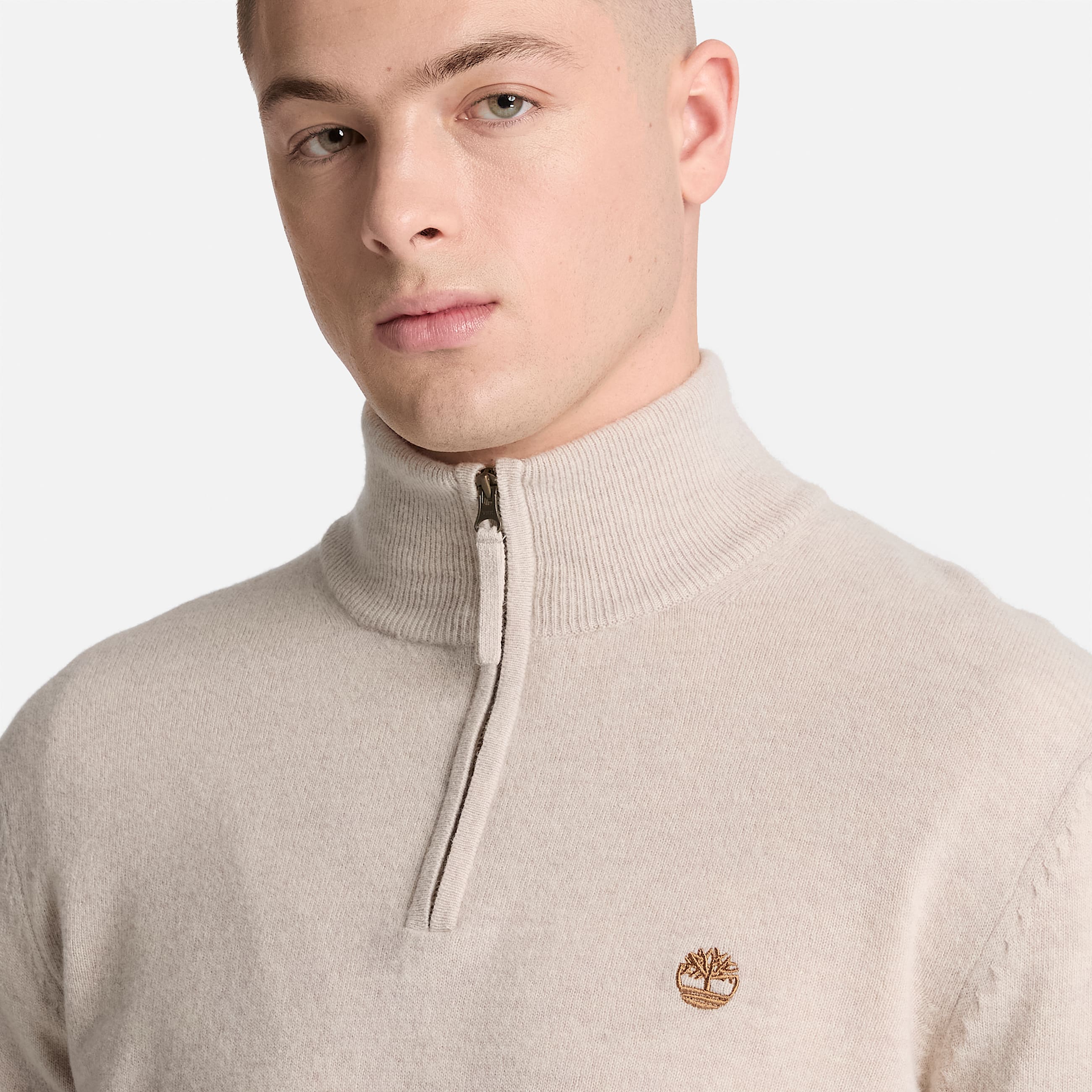 Jersey de lana merina con cremallera de 14 Cohas Brook para hombre en Beis claro TBL beis ALT3