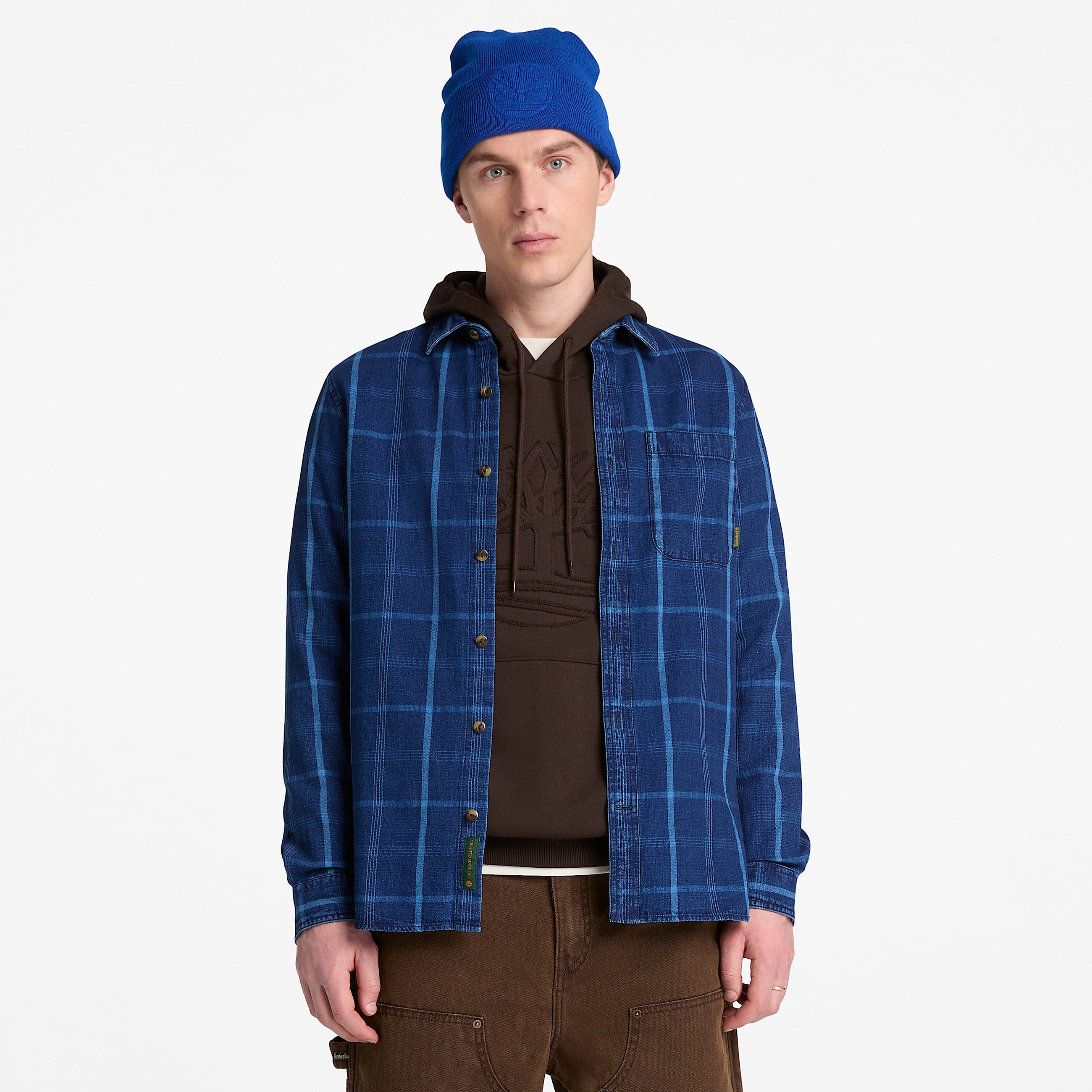 Kariertes Indigo Hemd in regulrer Passform fr Herren in Dunkelblau TBL Blau ALT1