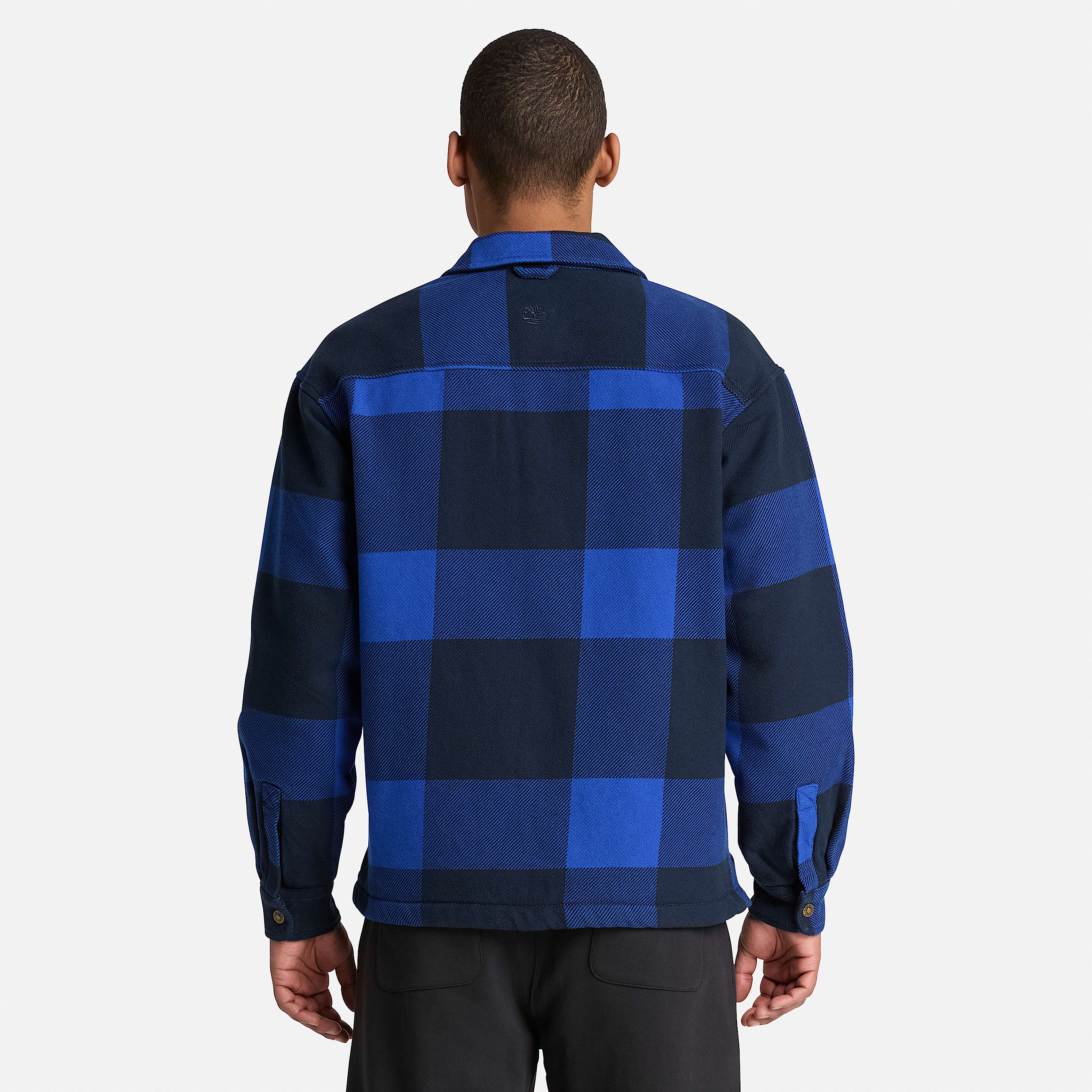 FleeceLined Checkered Overshirt for Men in Blue TBL Blue ALT8