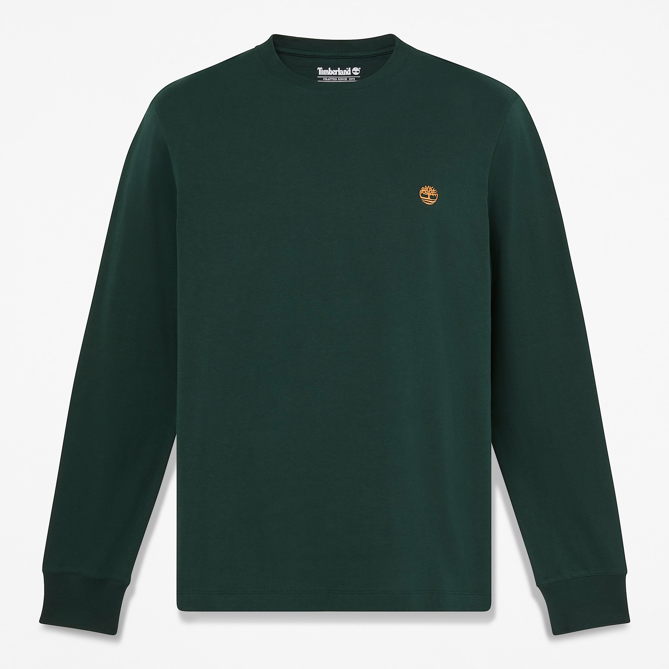 Dunstan River Slim Embroidered LongSleeve TShirt for Men in Dark Green TBL Green HERO