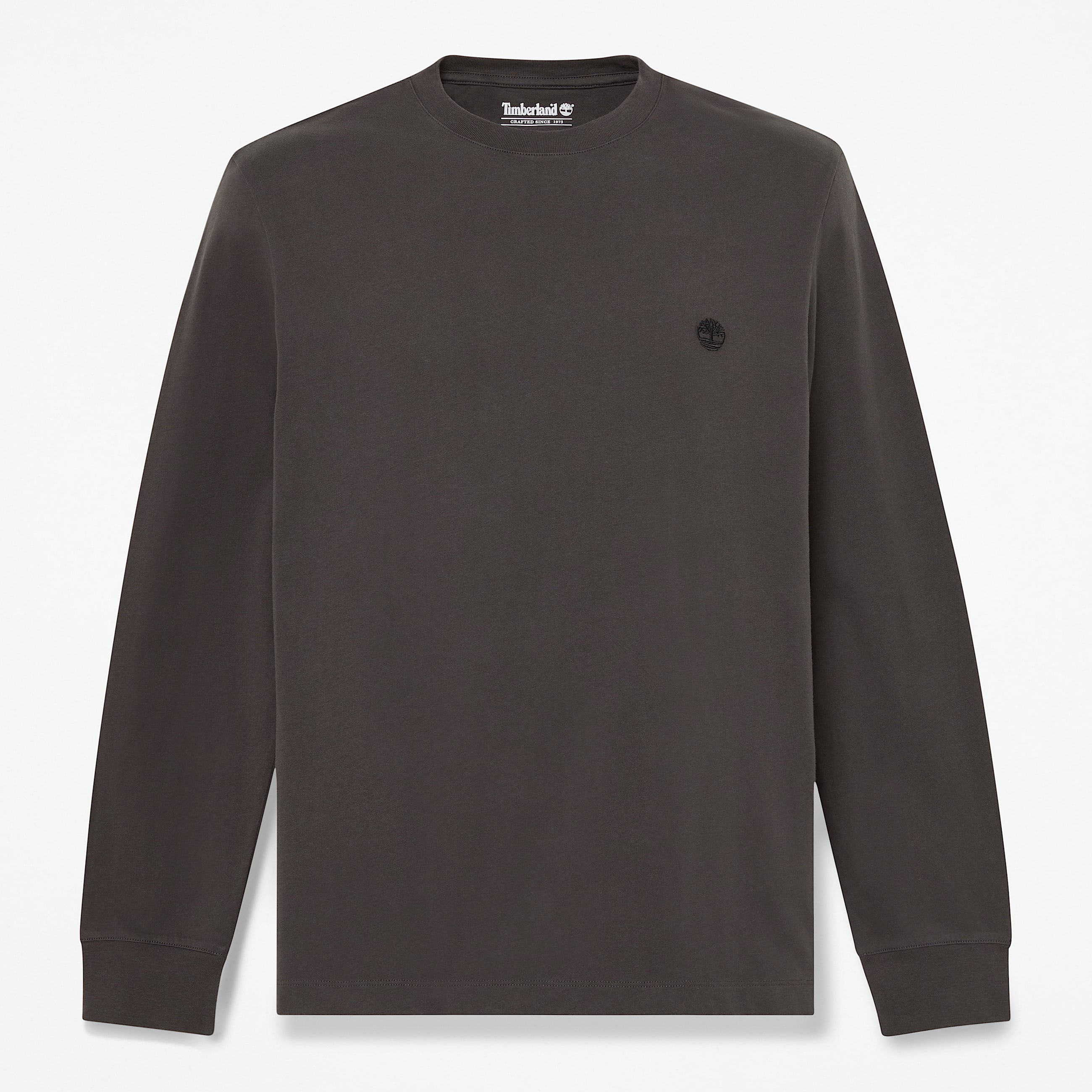 Dunstan River Slim Embroidered LongSleeve TShirt for Men in Black TBL Black HERO