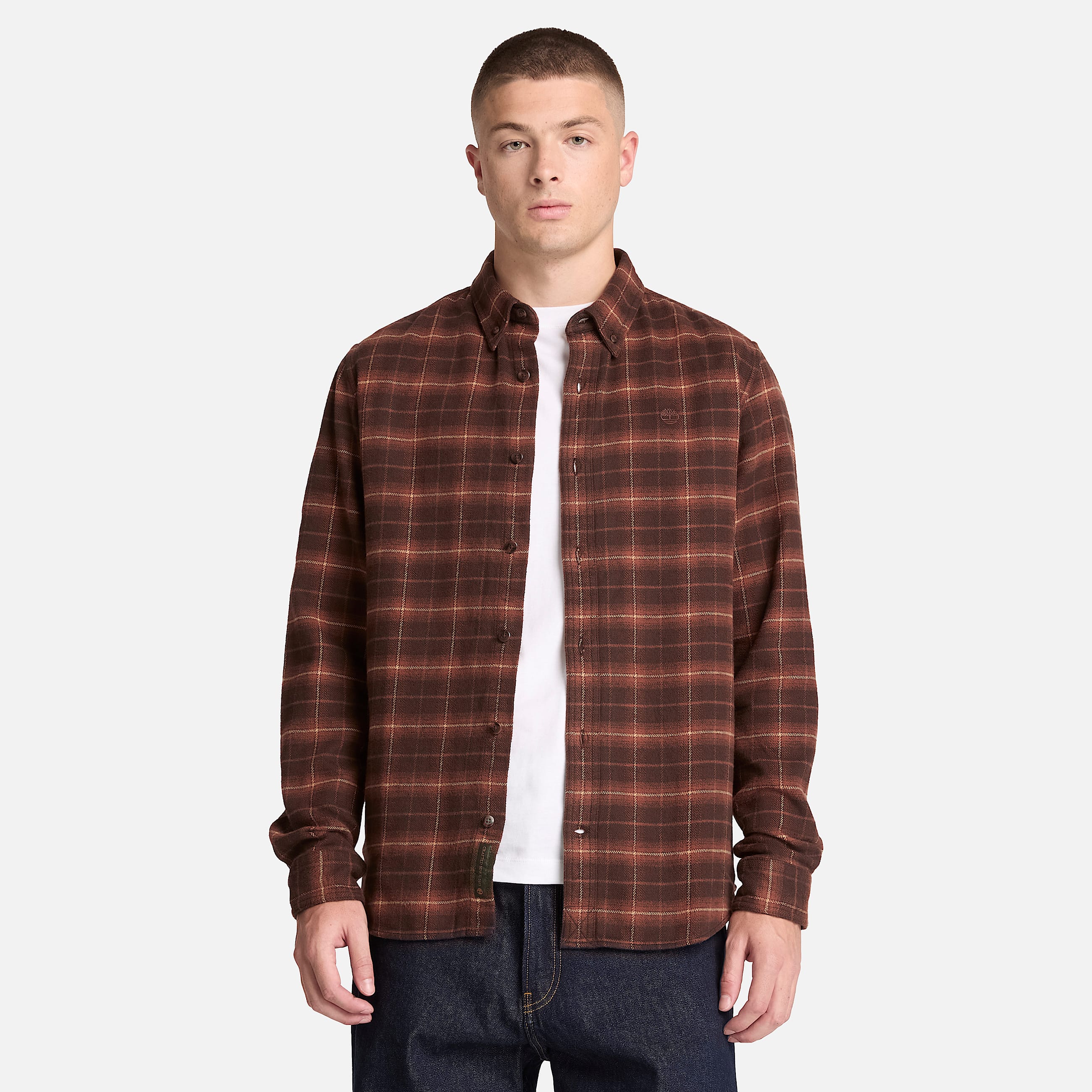 Chemise classique en flanelle  carreaux pour homme en marron fonc TBL marron ALT1
