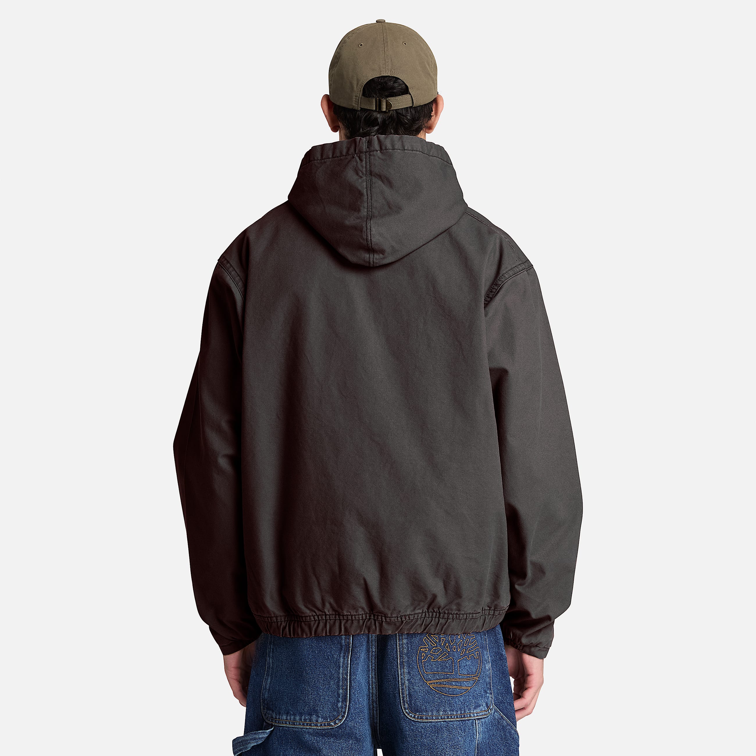 Hooded Canvas Bomber for Men in Black TBL Black ALT8
