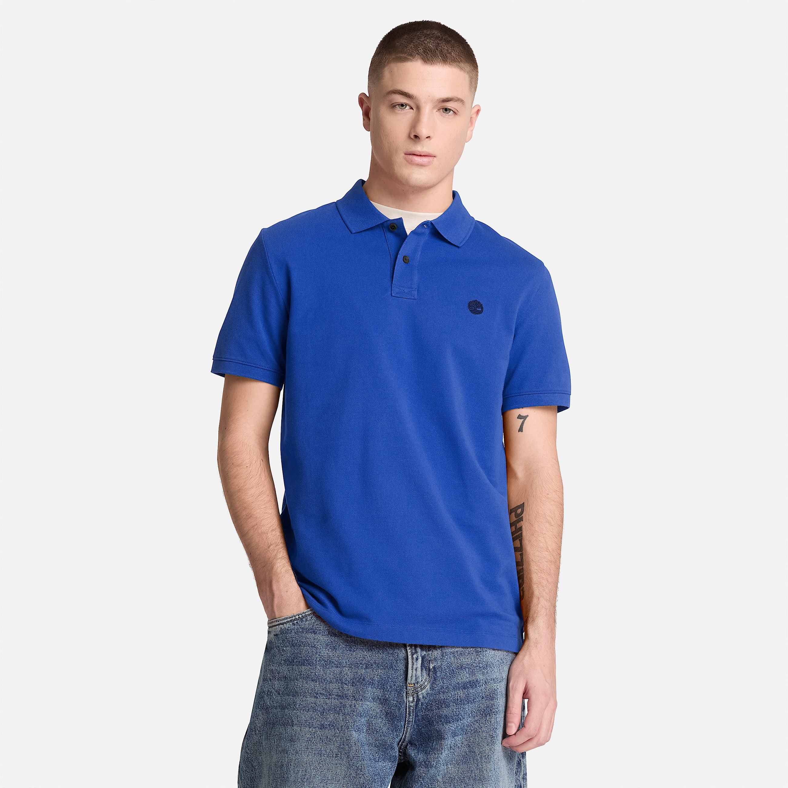 Polo de manga corta y corte regular Oyster River para hombre en azul