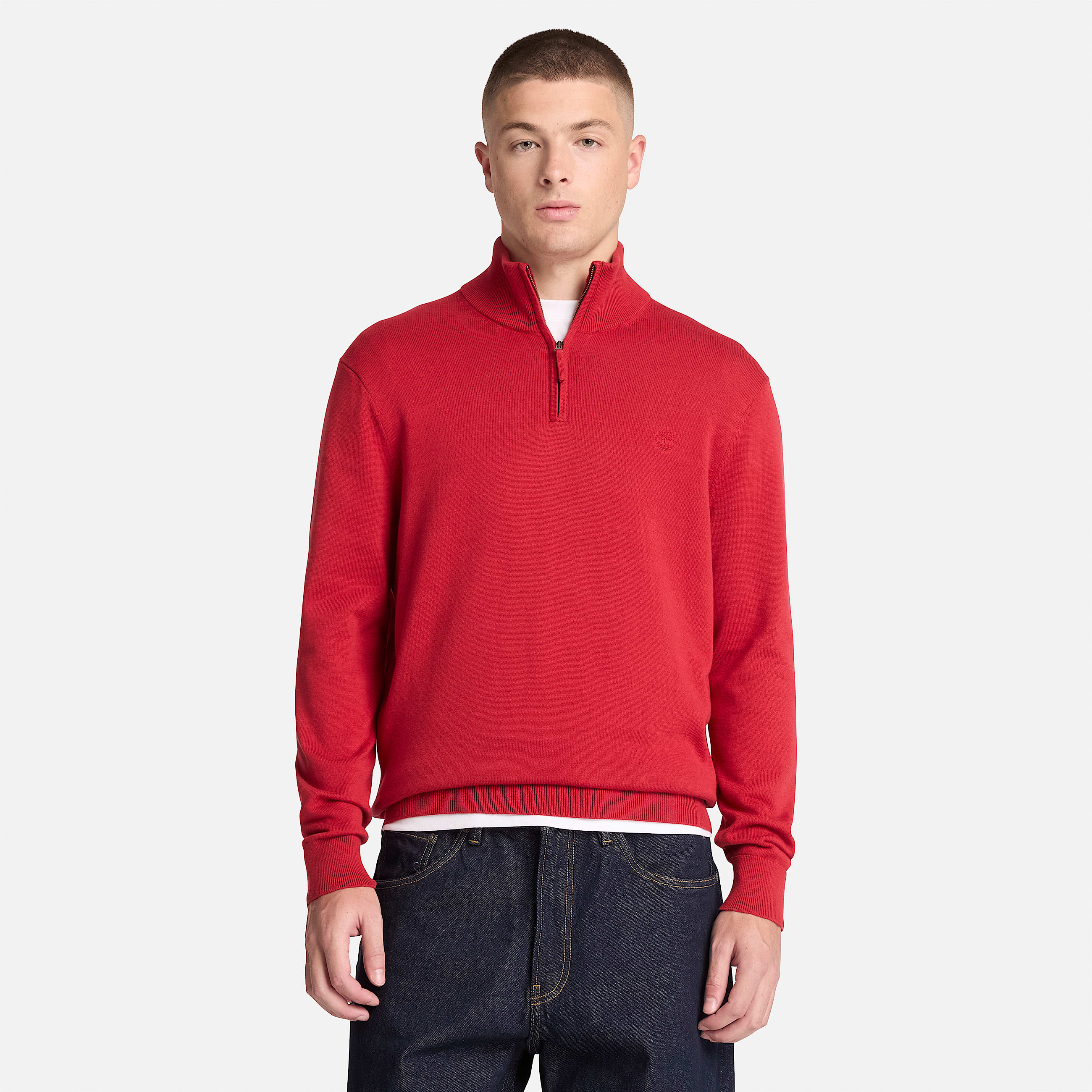 Jersey de algodn con cremallera de 14 Williams River para hombre en rojo TBL rojo ALT1