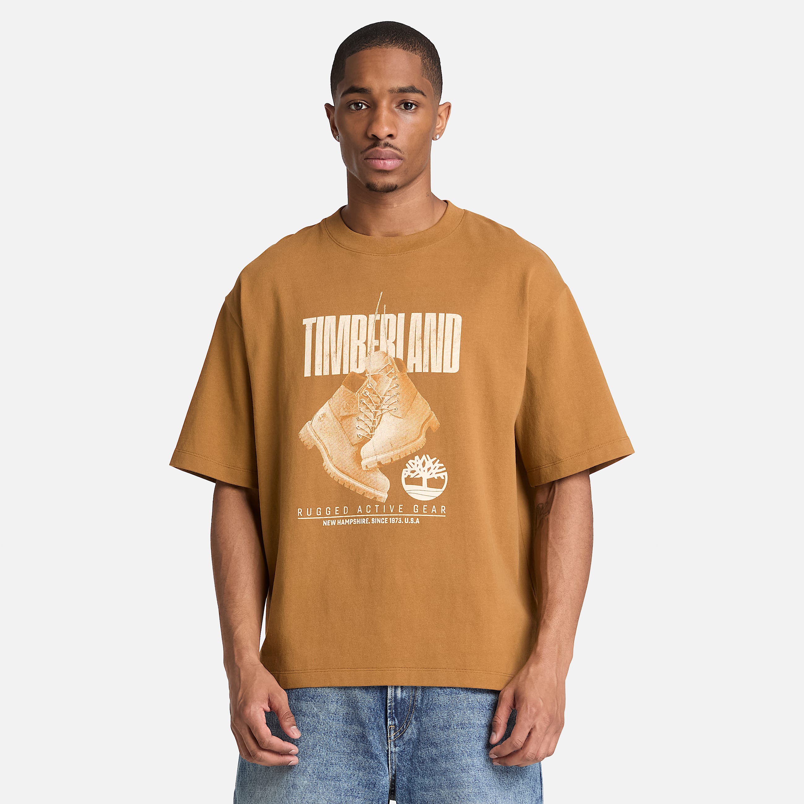 Rugged Boot ShortSleeve TShirt for Men in Dark Yellow TBL Yellow ALT1