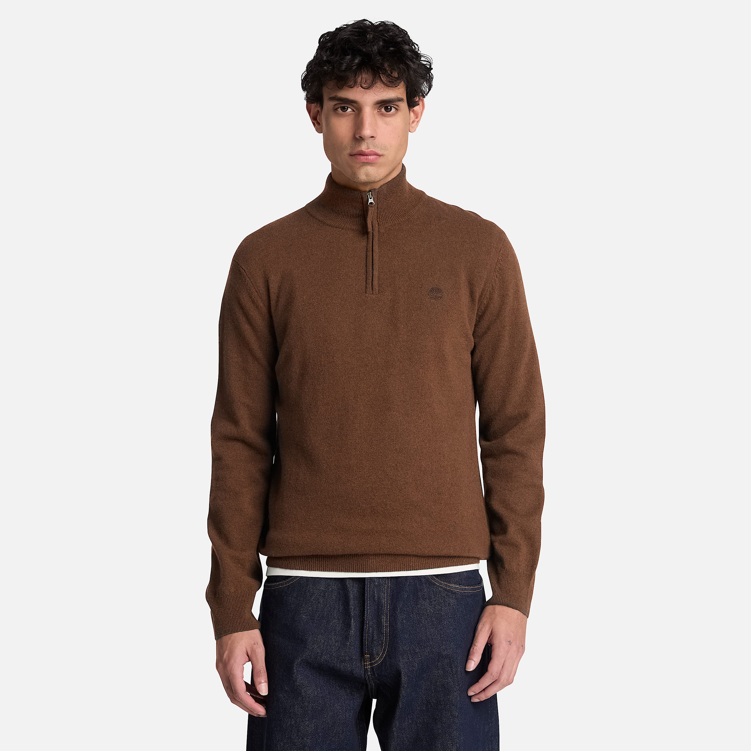 Cohas Brook Pullover aus Merinowolle mit 14Reiverschluss fr Herren in Braun TBL Braun ALT1