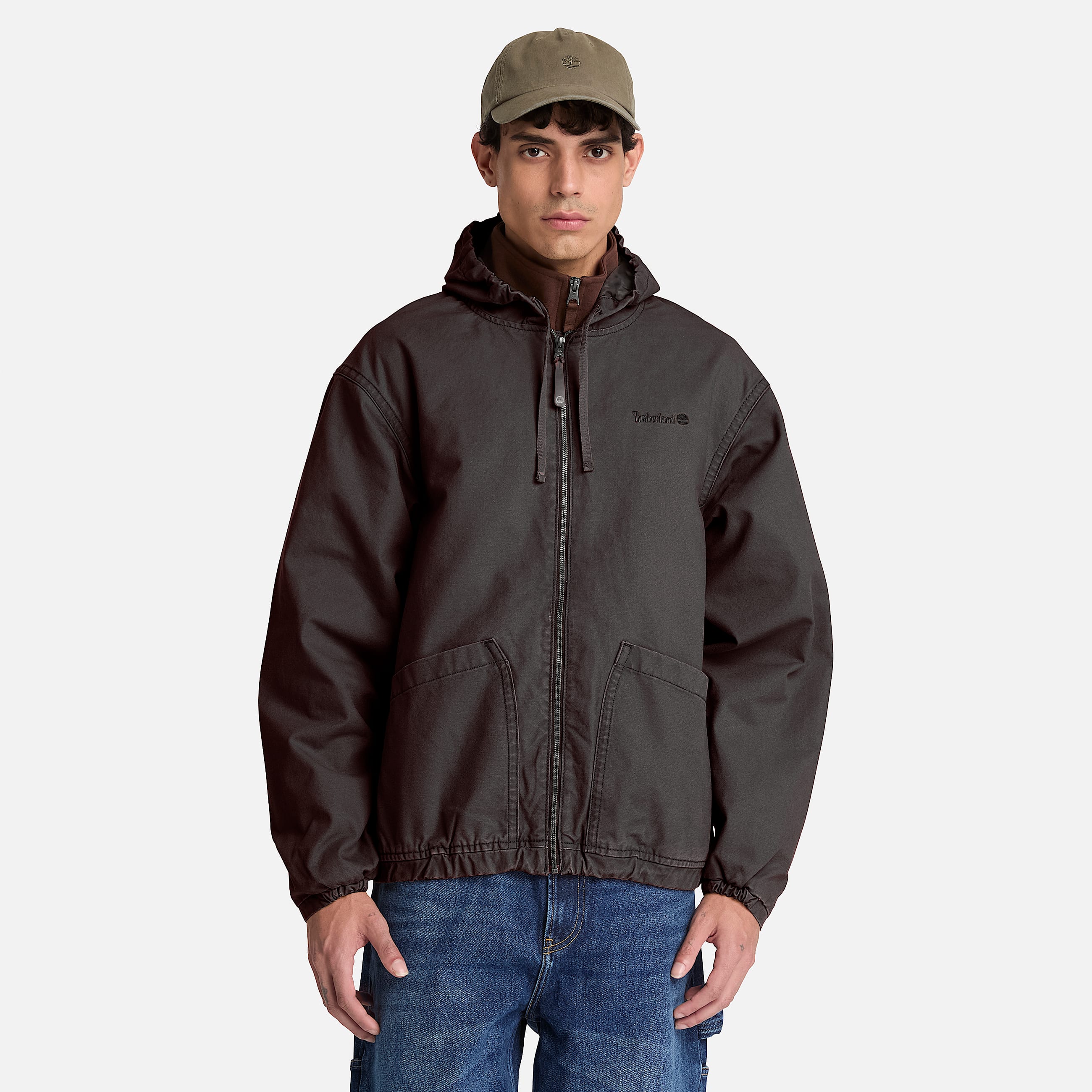Hooded Canvas Bomber for Men in Black TBL Black ALT1
